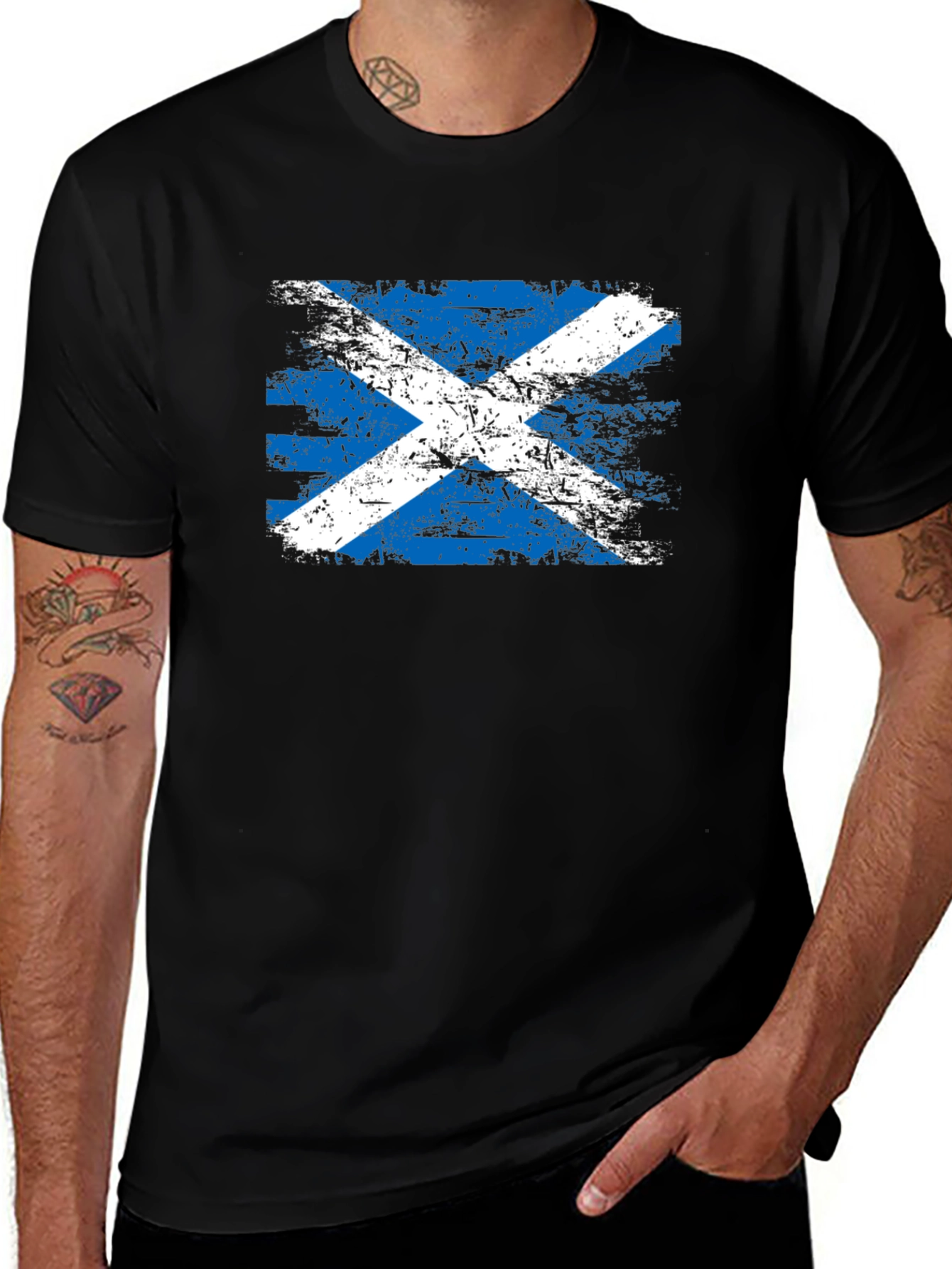 Scottish Flag T-Shirt, Distressed Scotland Tee