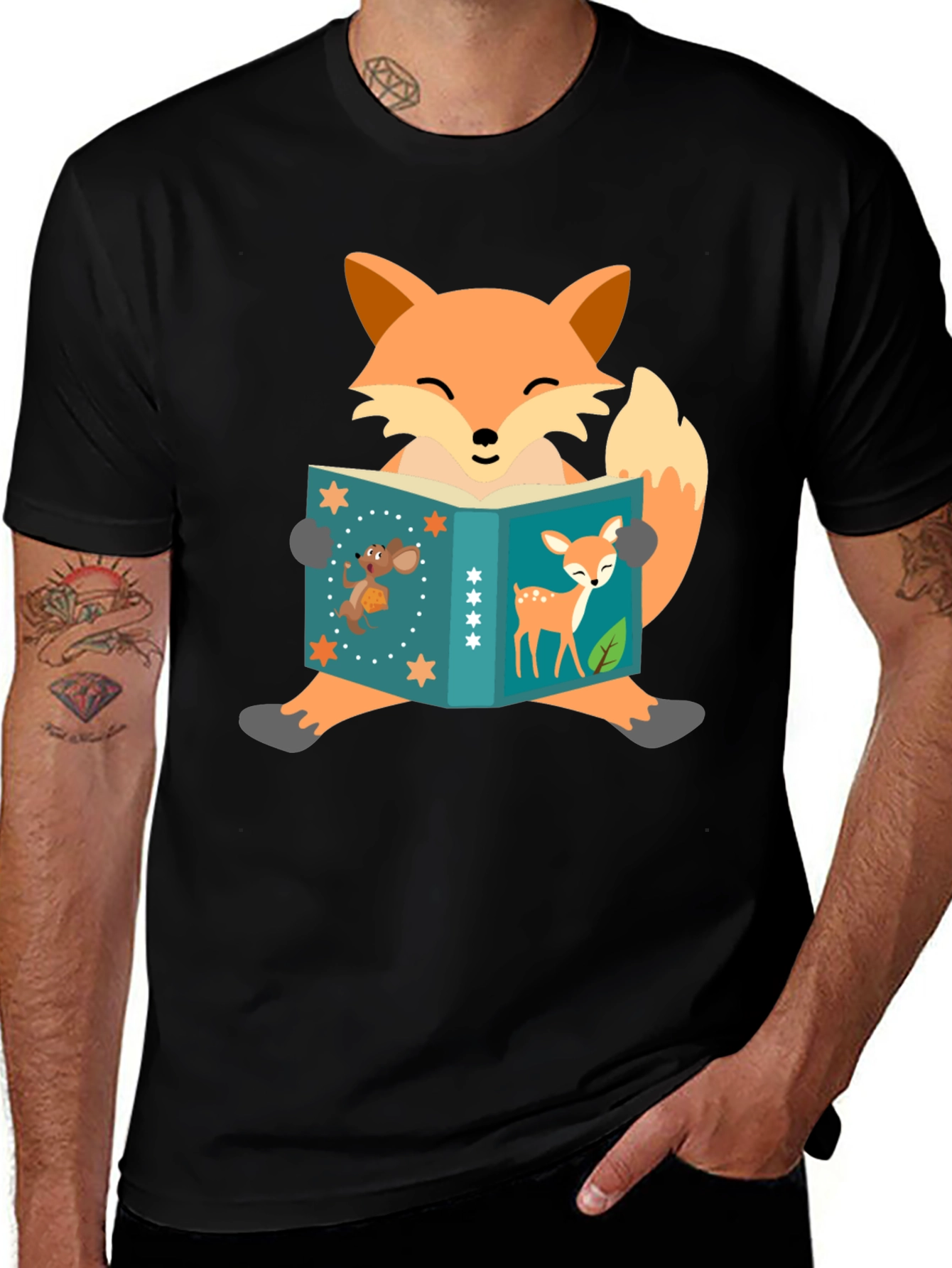 Variant 25 of Fox Reading Book T-Shirt - Fun Animal Design