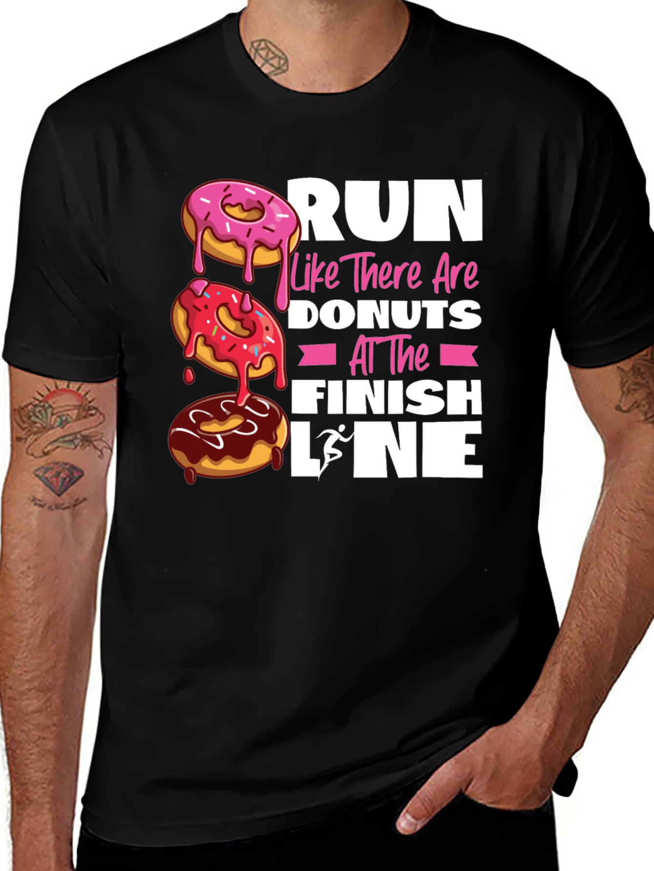 Black Run for Donuts T-Shirt - Funny Fitness Apparel main image