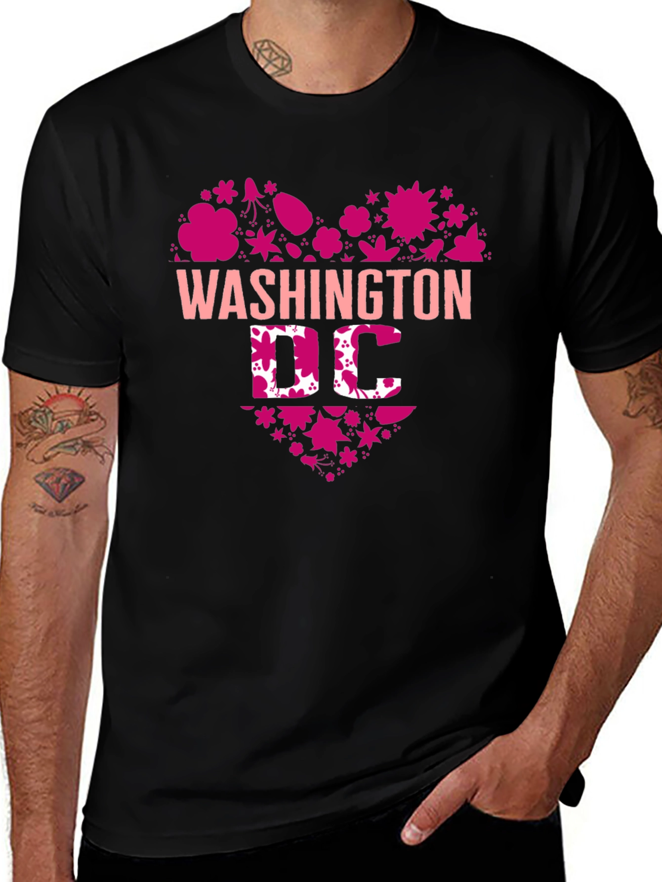 Washington DC Floral Heart Graphic T-Shirt