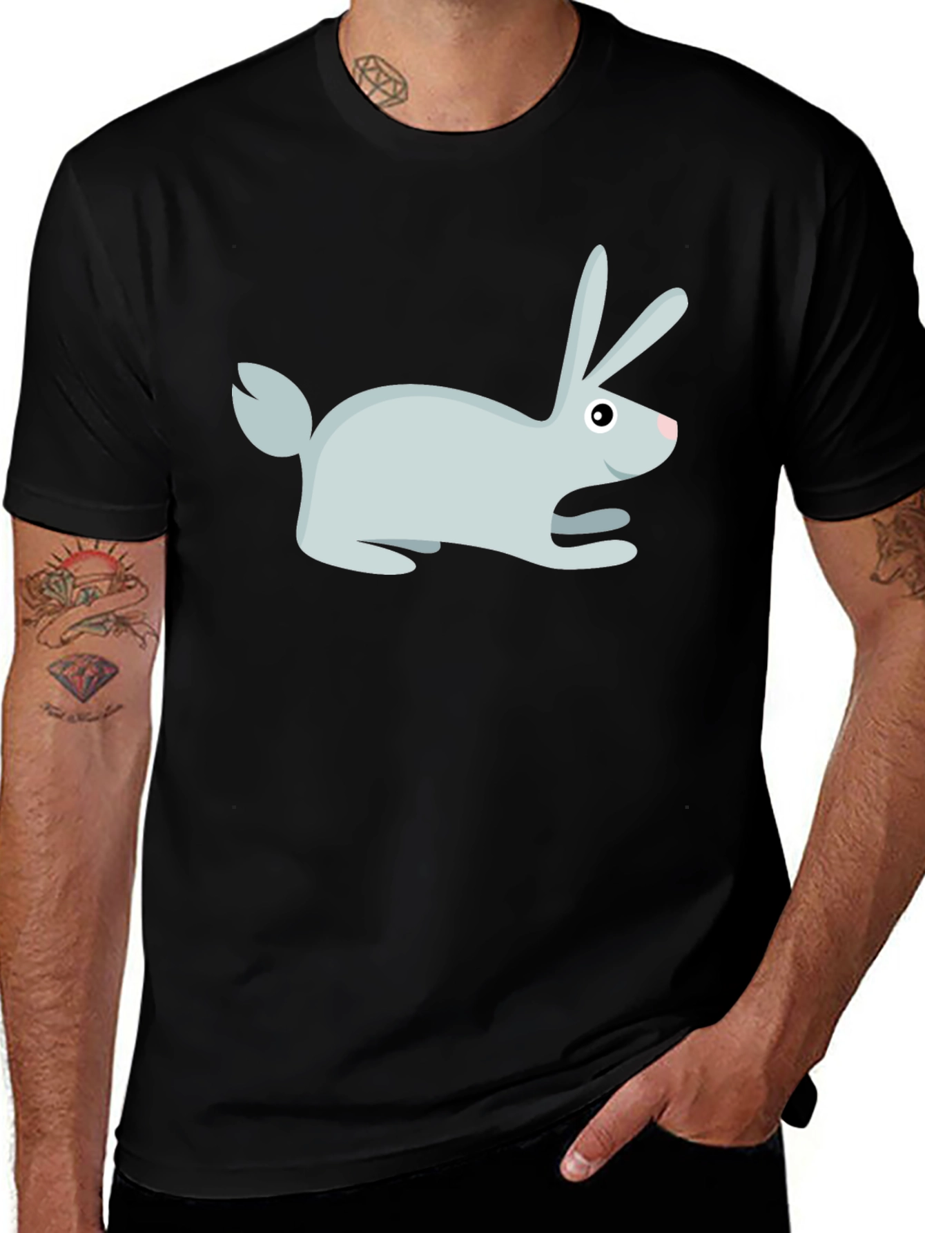 Variant 26 of Rabbit Graphic Print Crew Neck T-Shirt