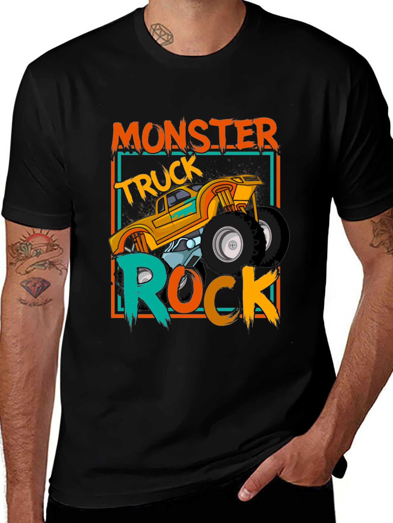 Variant 18 of Monster Truck Rock Graphic Tee - Black