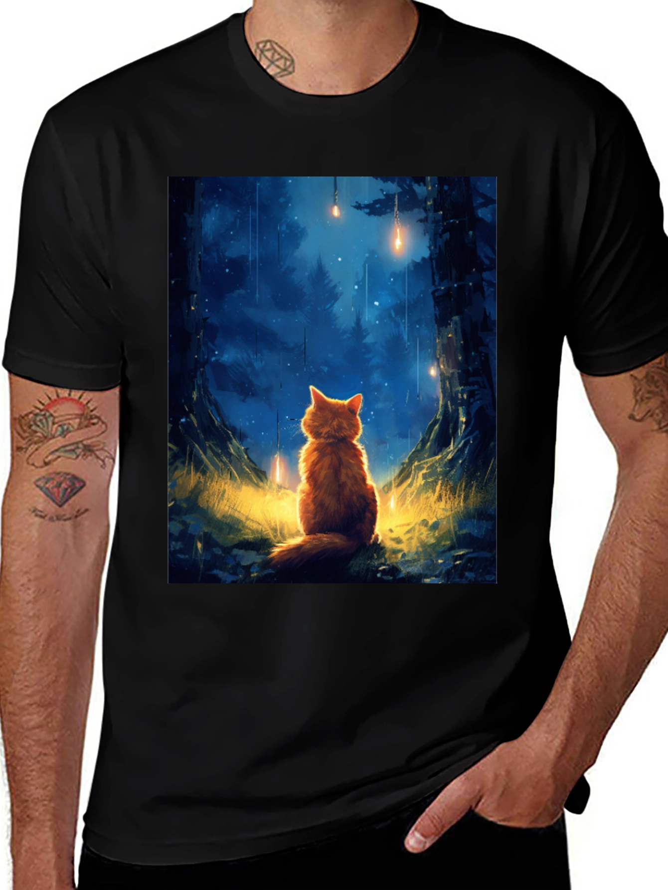 Variant 22 of Enchanted Forest Cat T-Shirt - Dreamy Scene