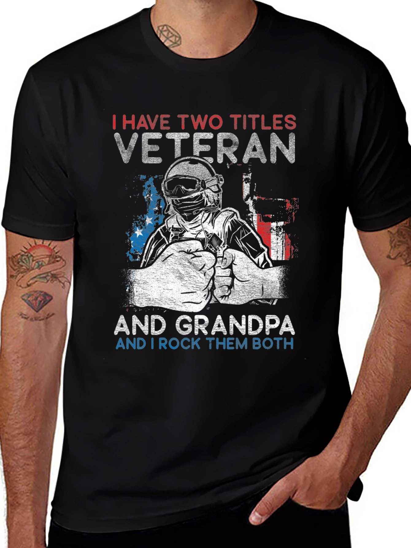 Variant 29 of Veteran Grandpa Graphic Tee - Two Titles, One Awesome Shirt