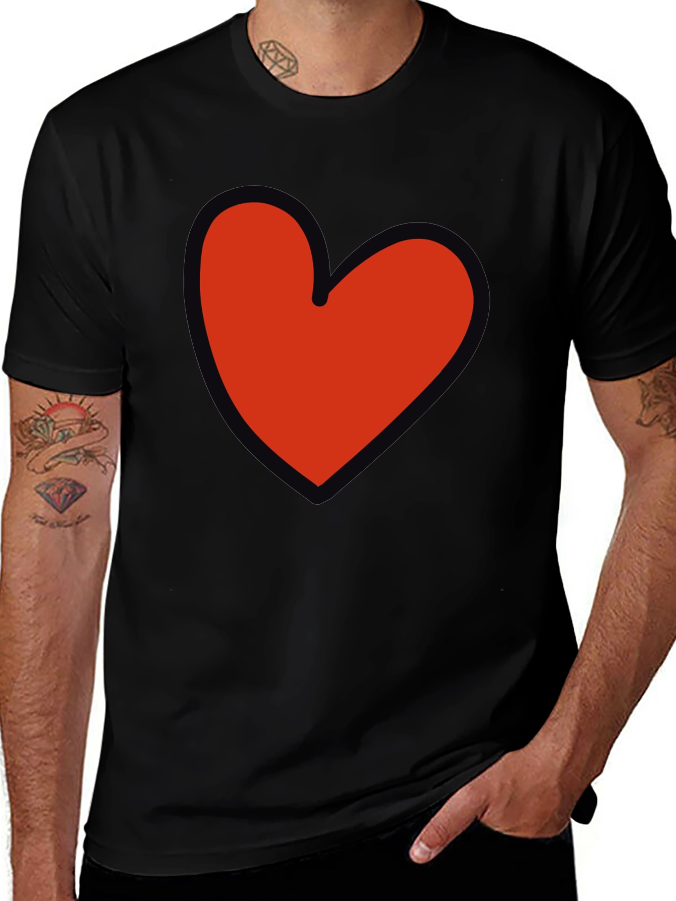 Variant 24 of Heart Graphic T-Shirt - Black Casual Tee