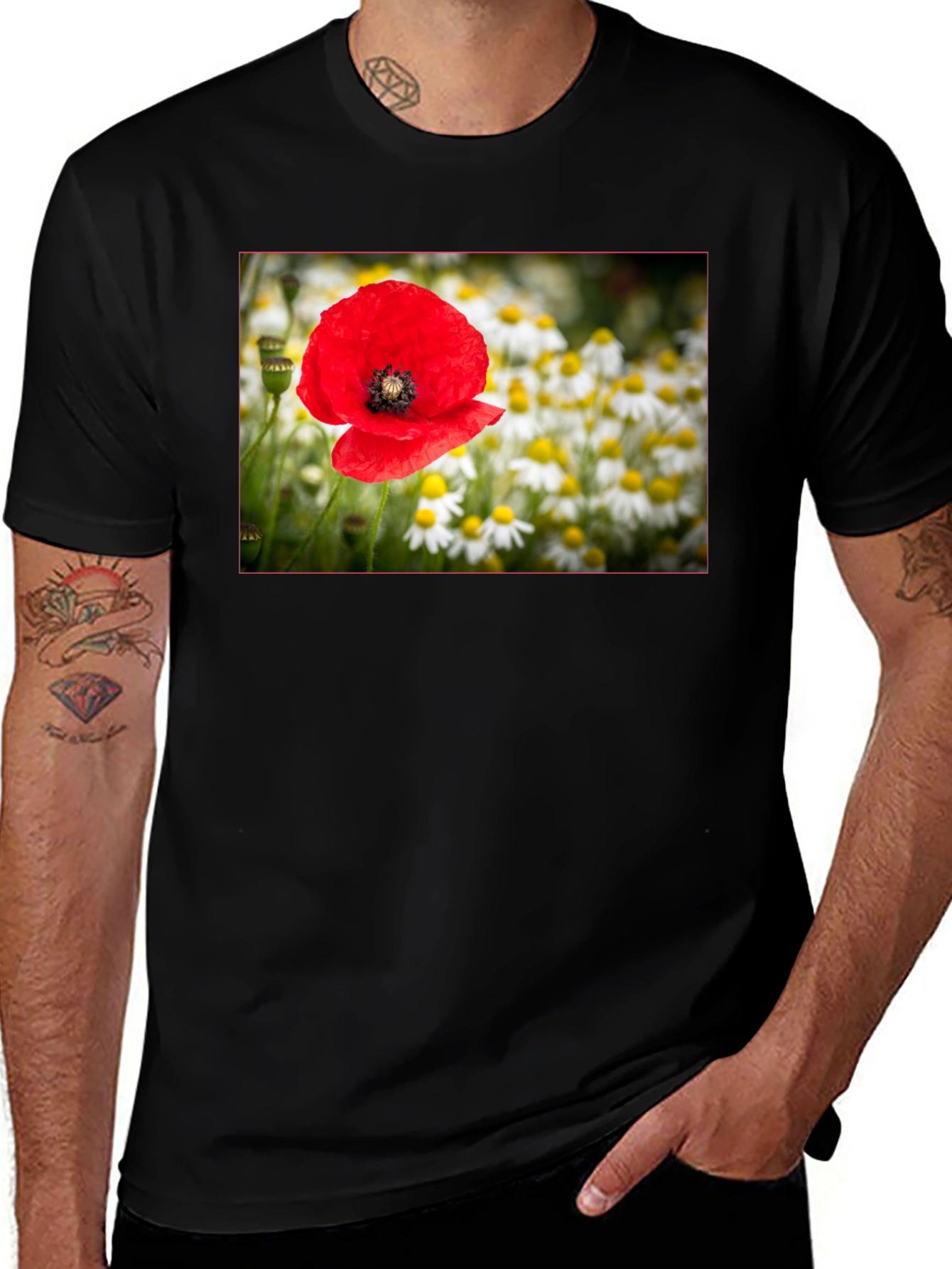 Variant 10 of Poppy Flower T-Shirt: Botanical Style