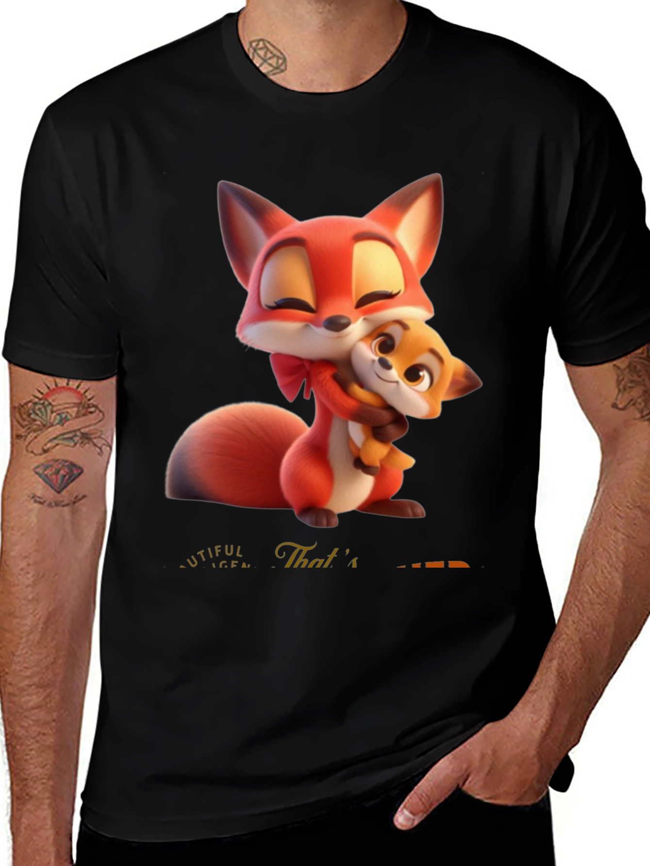 Variant 25 of Fox Mom and Cub Graphic Tee - Cozy and Cute!