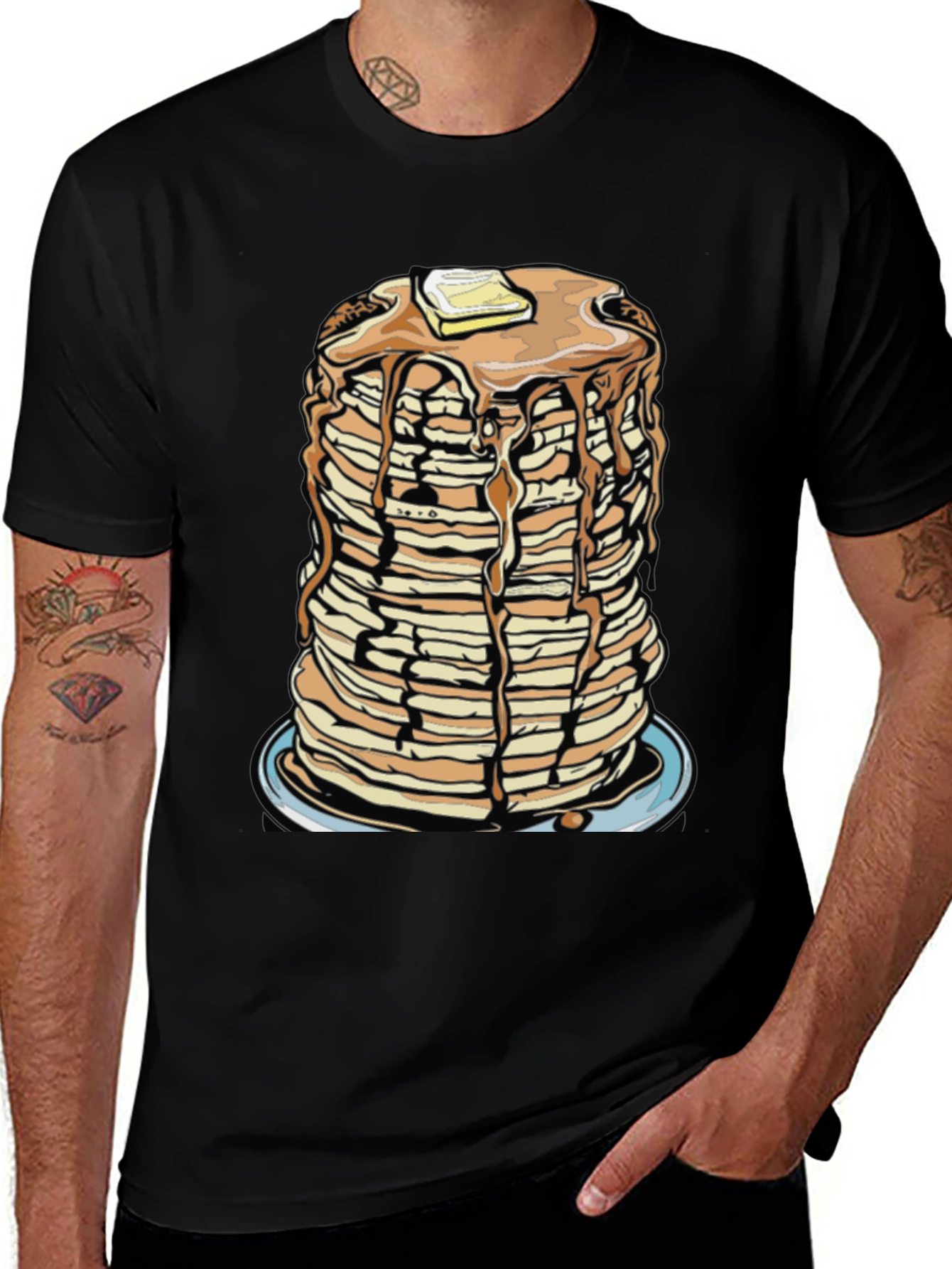 Variant 20 of Pancake Stack Graphic T-Shirt - Breakfast Lover Tee