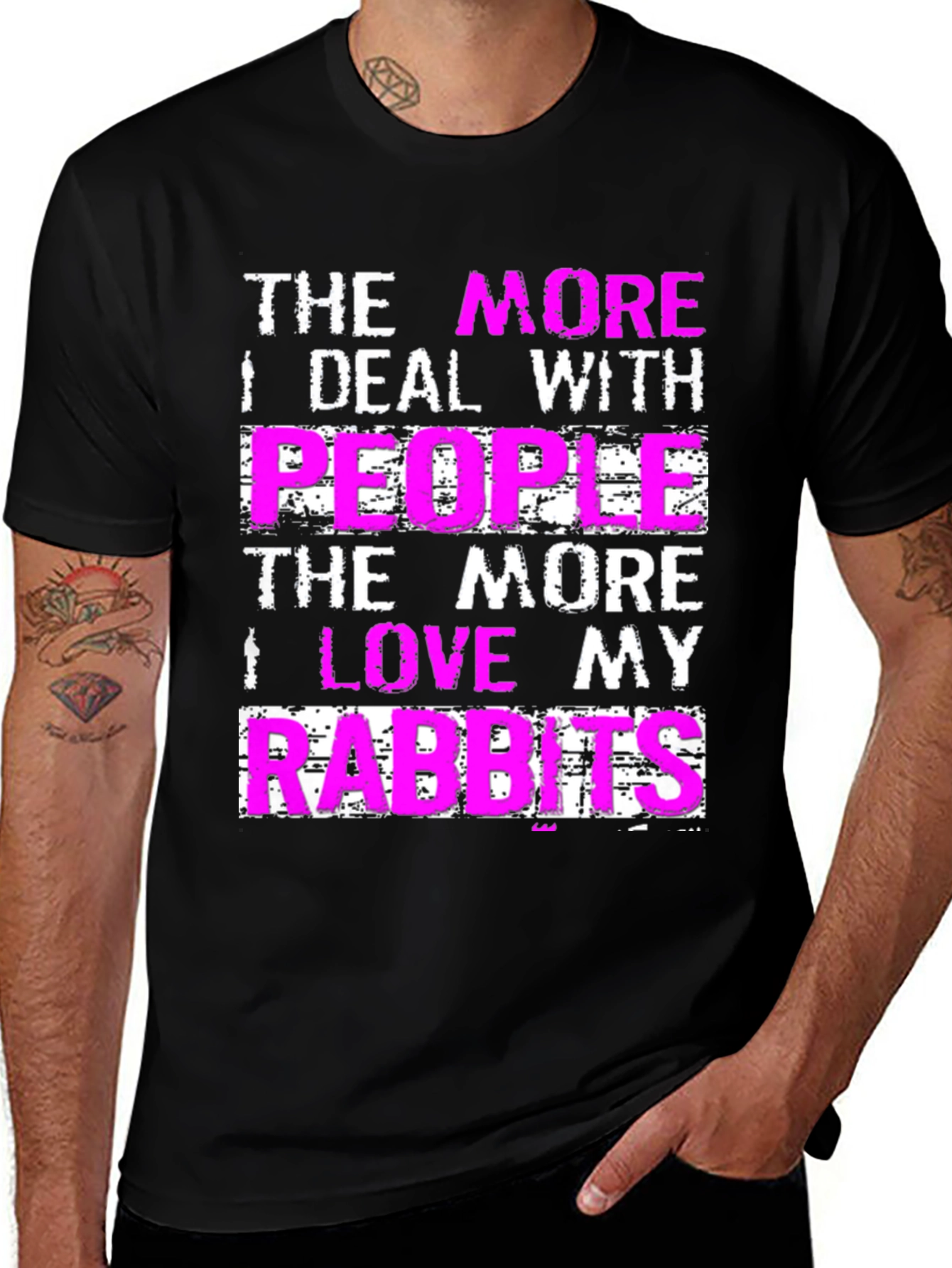 Variant 16 of Funny Rabbit Lover T-Shirt - The More I Love My Rabbits Tee