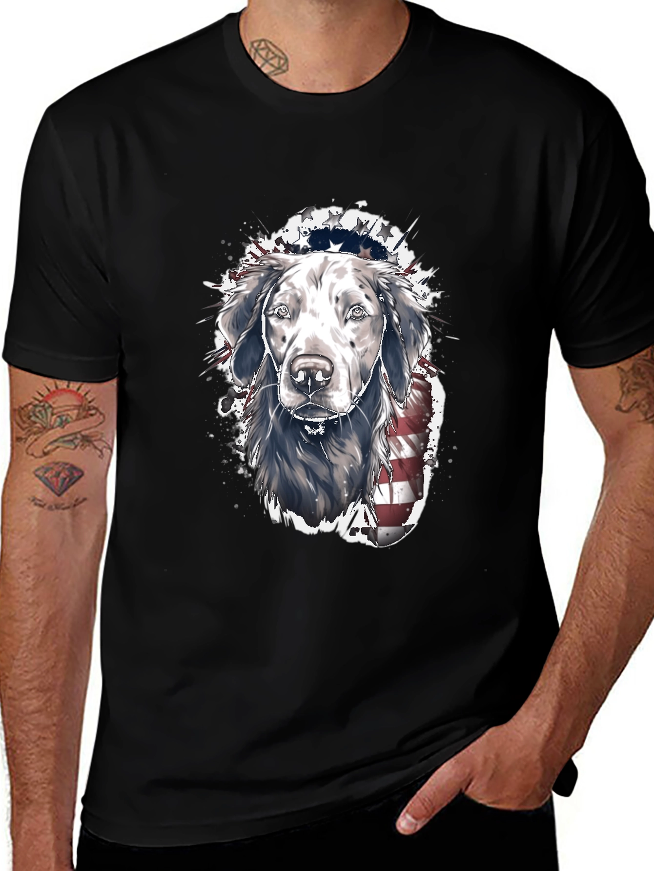 Variant 27 of Patriotic Dog T-Shirt: USA Flag Labrador Tee