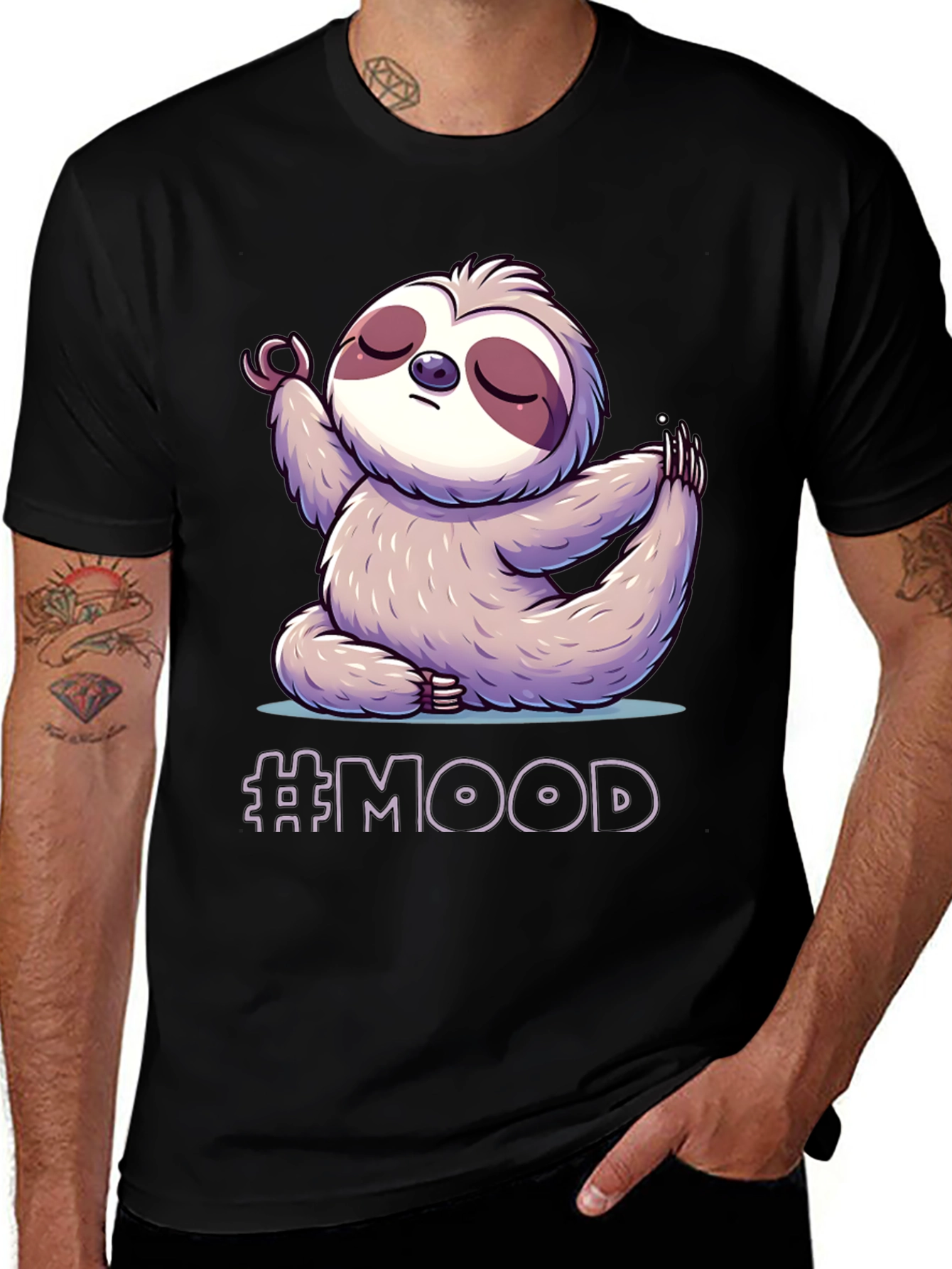 Variant 24 of Sloth Mood Yoga Black T-Shirt