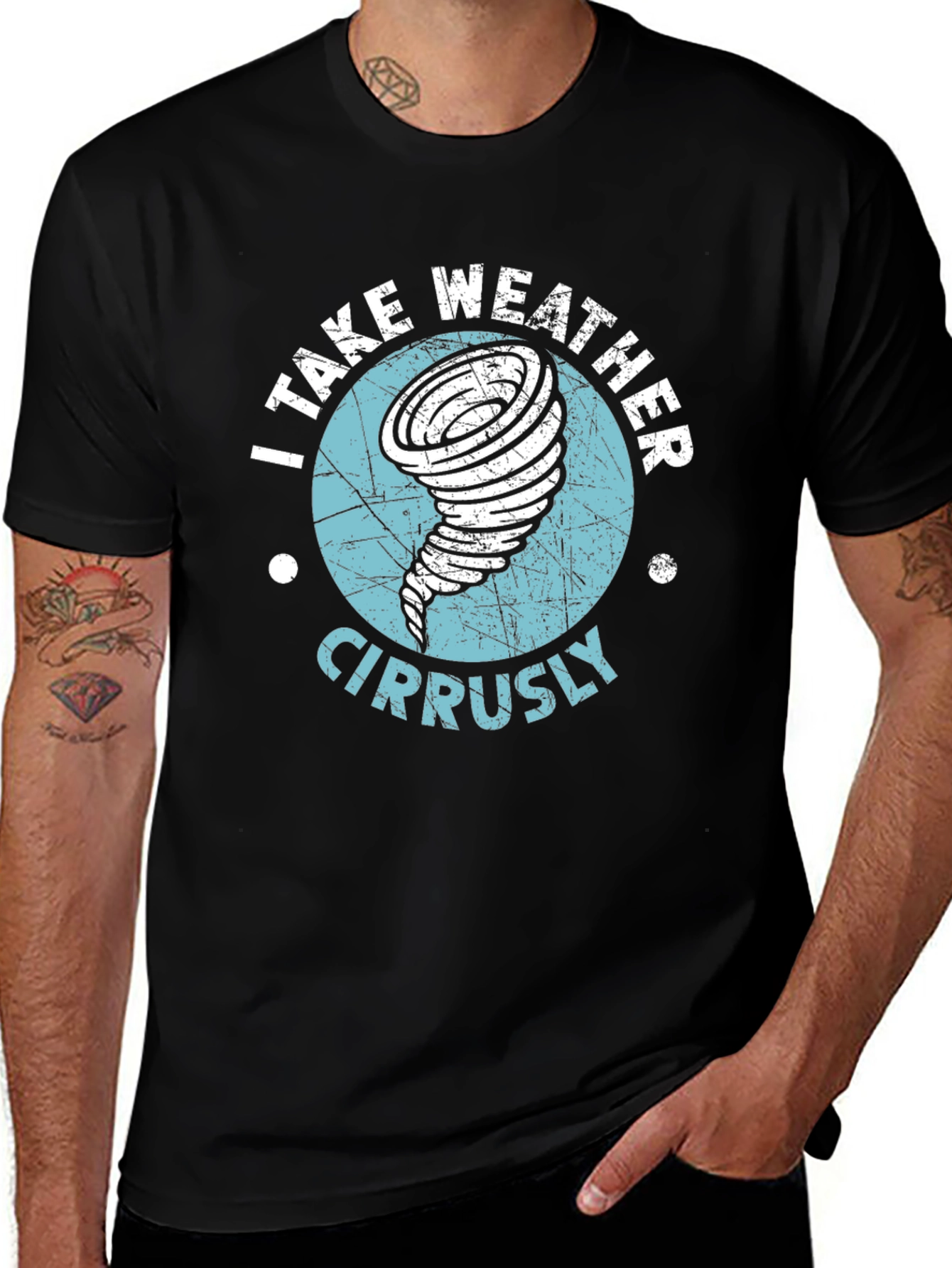 Variant 17 of I Take Weather Cirrusly Black T-Shirt