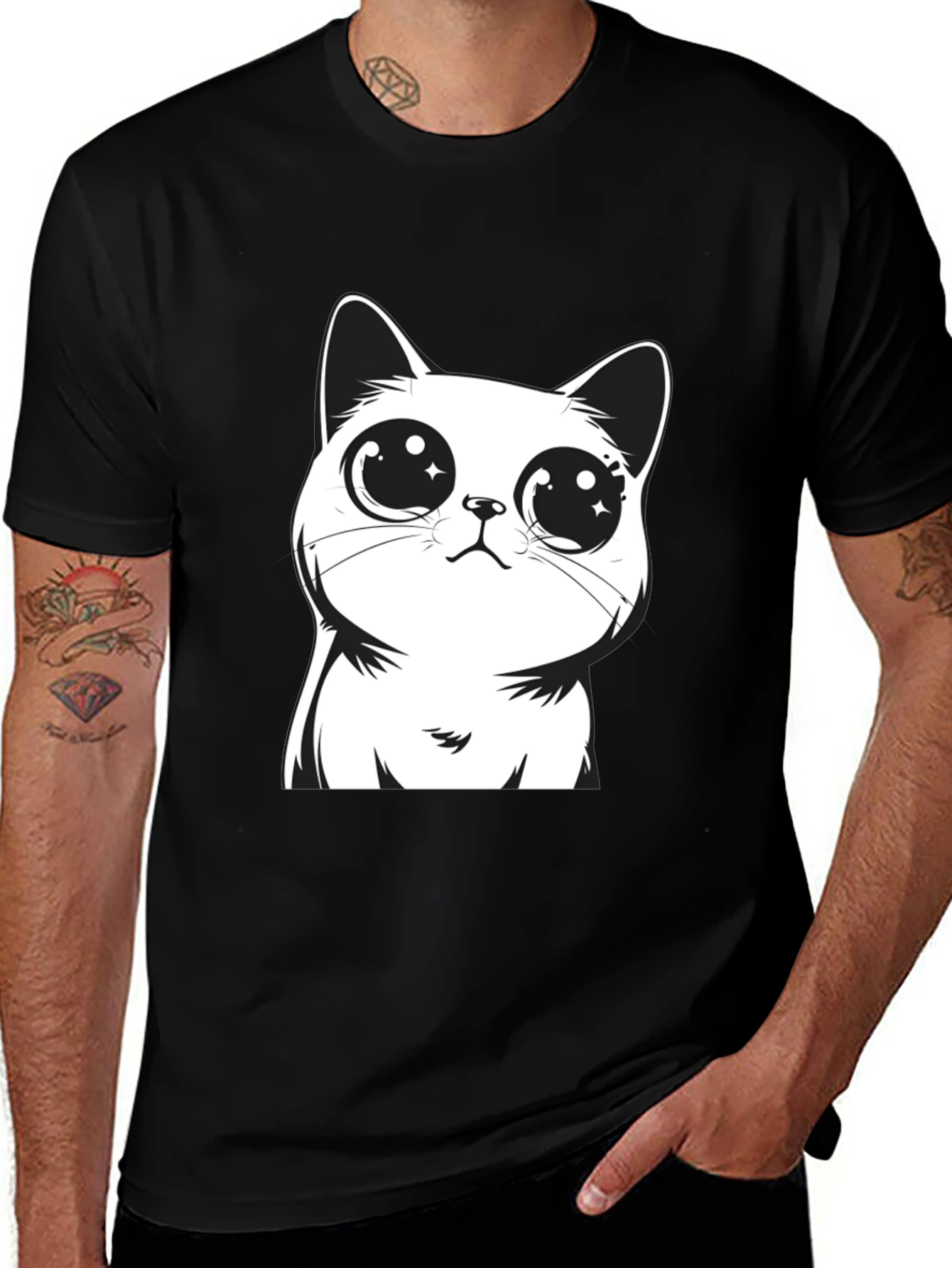 Variant 11 of Cute Cat Graphic Tee - Unisex Black T-Shirt