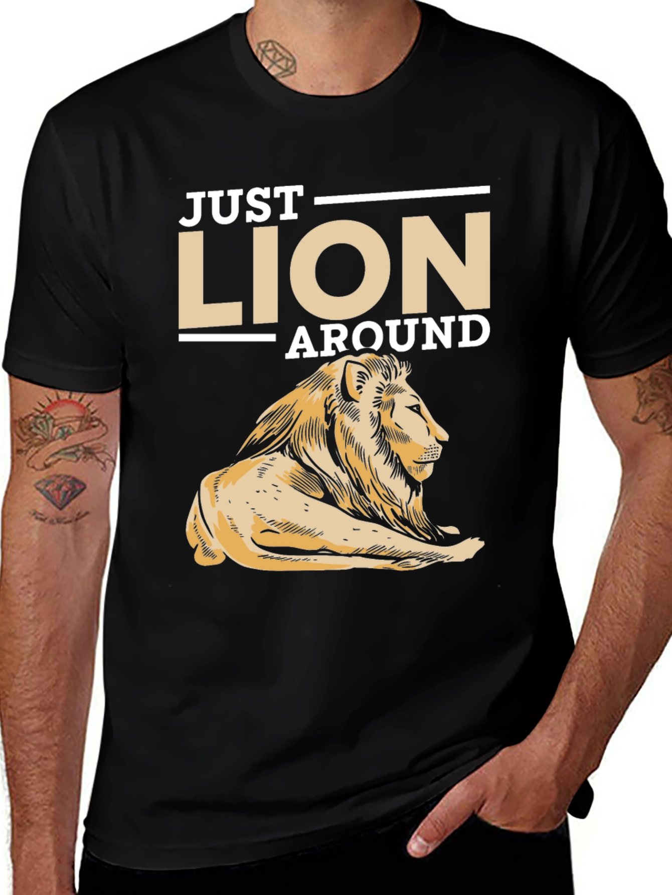 Variant 24 of Just Lion Around Men's Graphic T-Shirt - Black