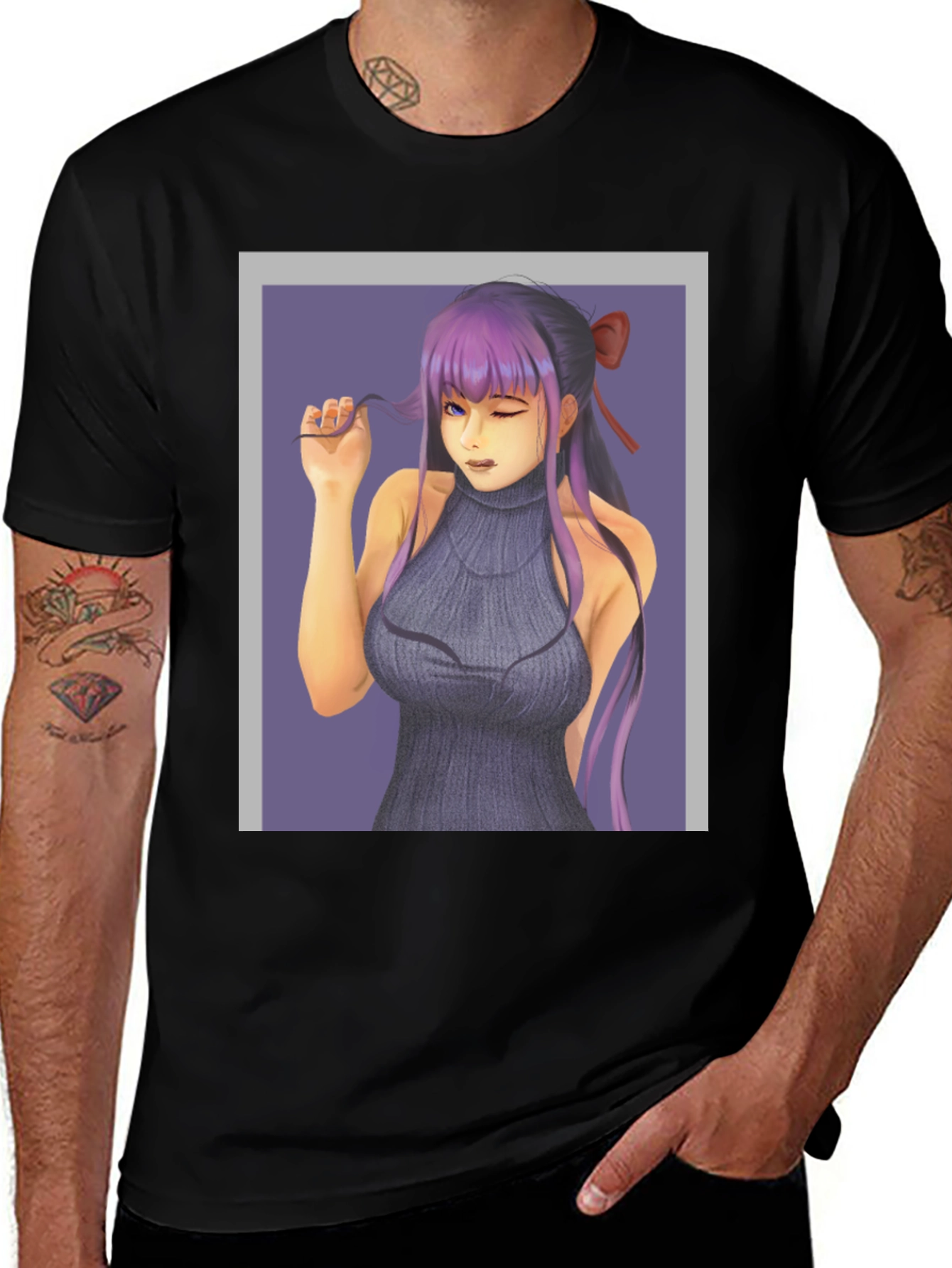Variant 27 of Anime Girl Graphic Black T-Shirt