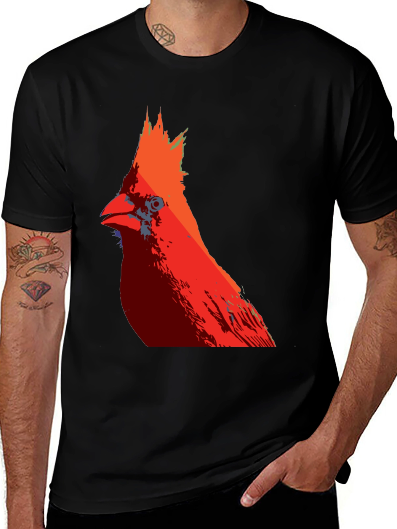 Cardinal Bird Graphic T-Shirt - Black
