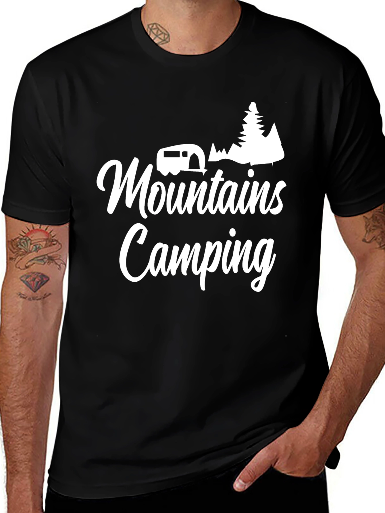 Variant 25 of Mountains Camping Black T-Shirt