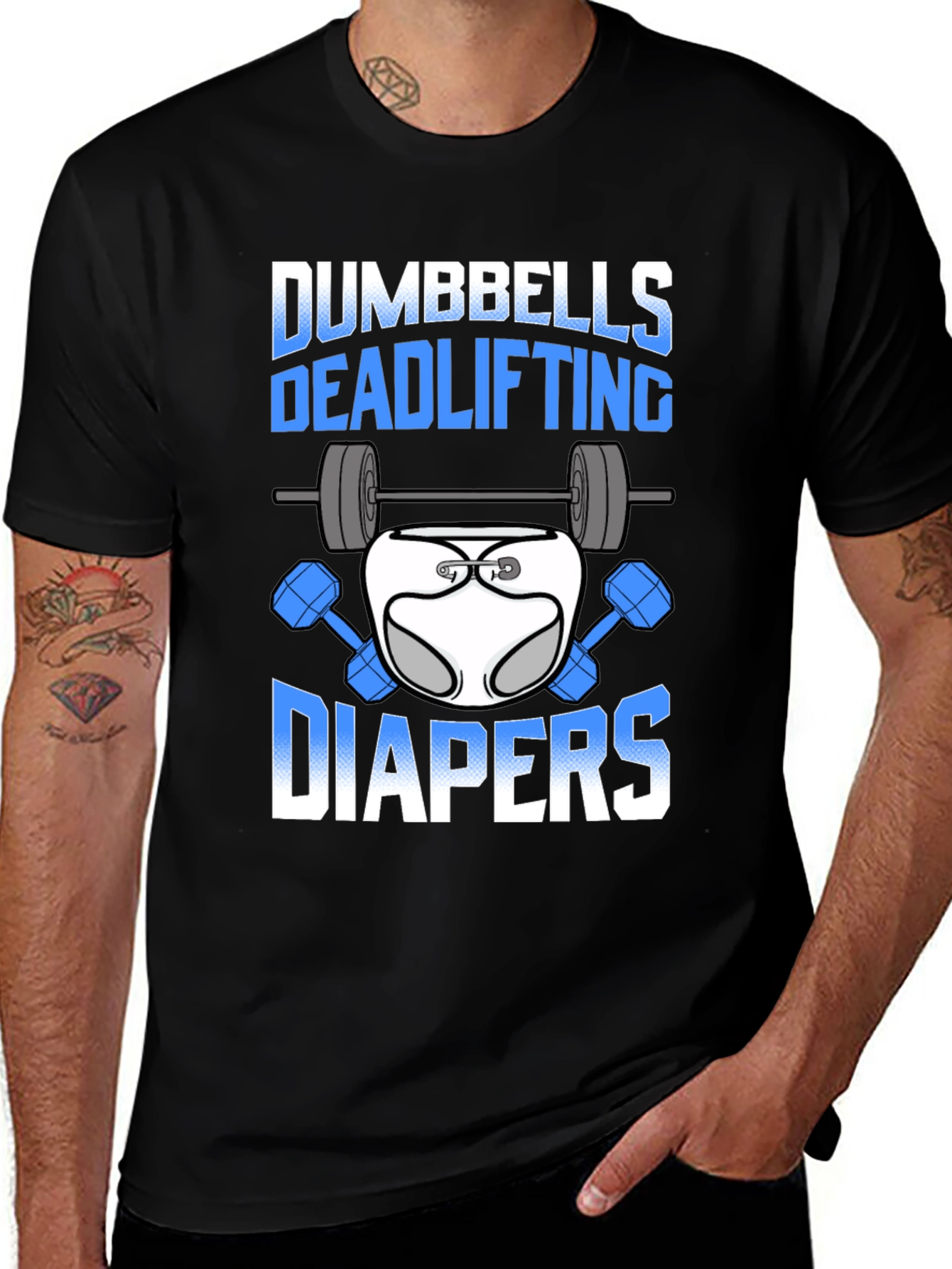 Dumbbells Deadlifting Diapers Graphic T-Shirt