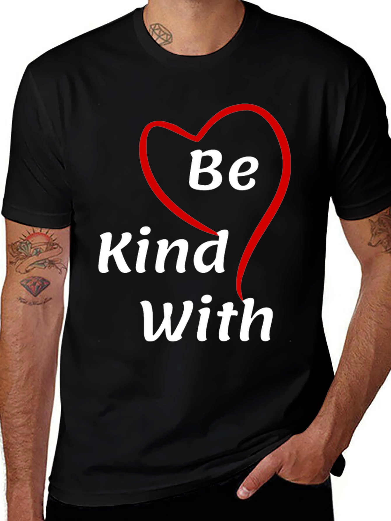 Variant 7 of Be Kind With Heart Graphic Tee - Black