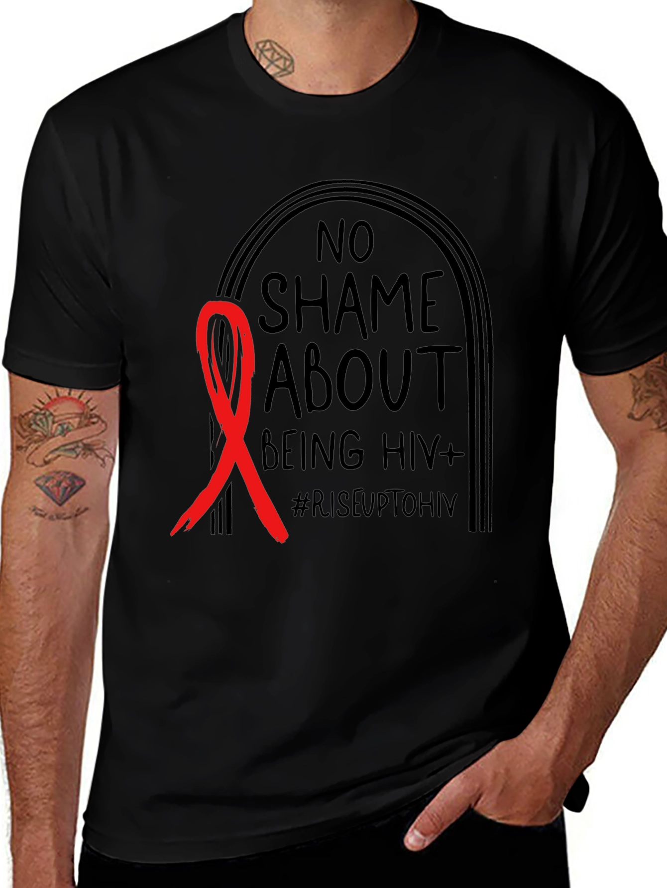 No Shame HIV+ T-Shirt: Rise Up Awareness Tee