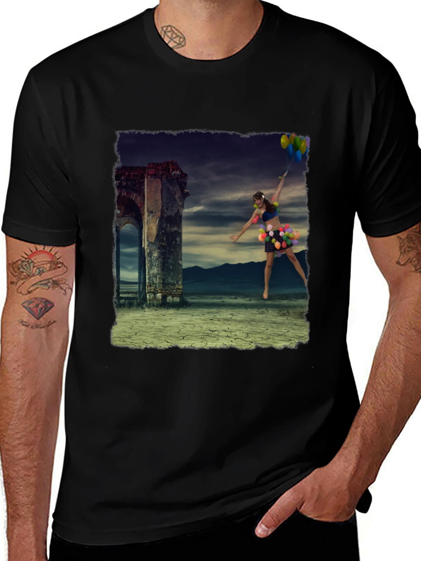 Variant 28 of Surreal Balloon Girl Graphic Tee