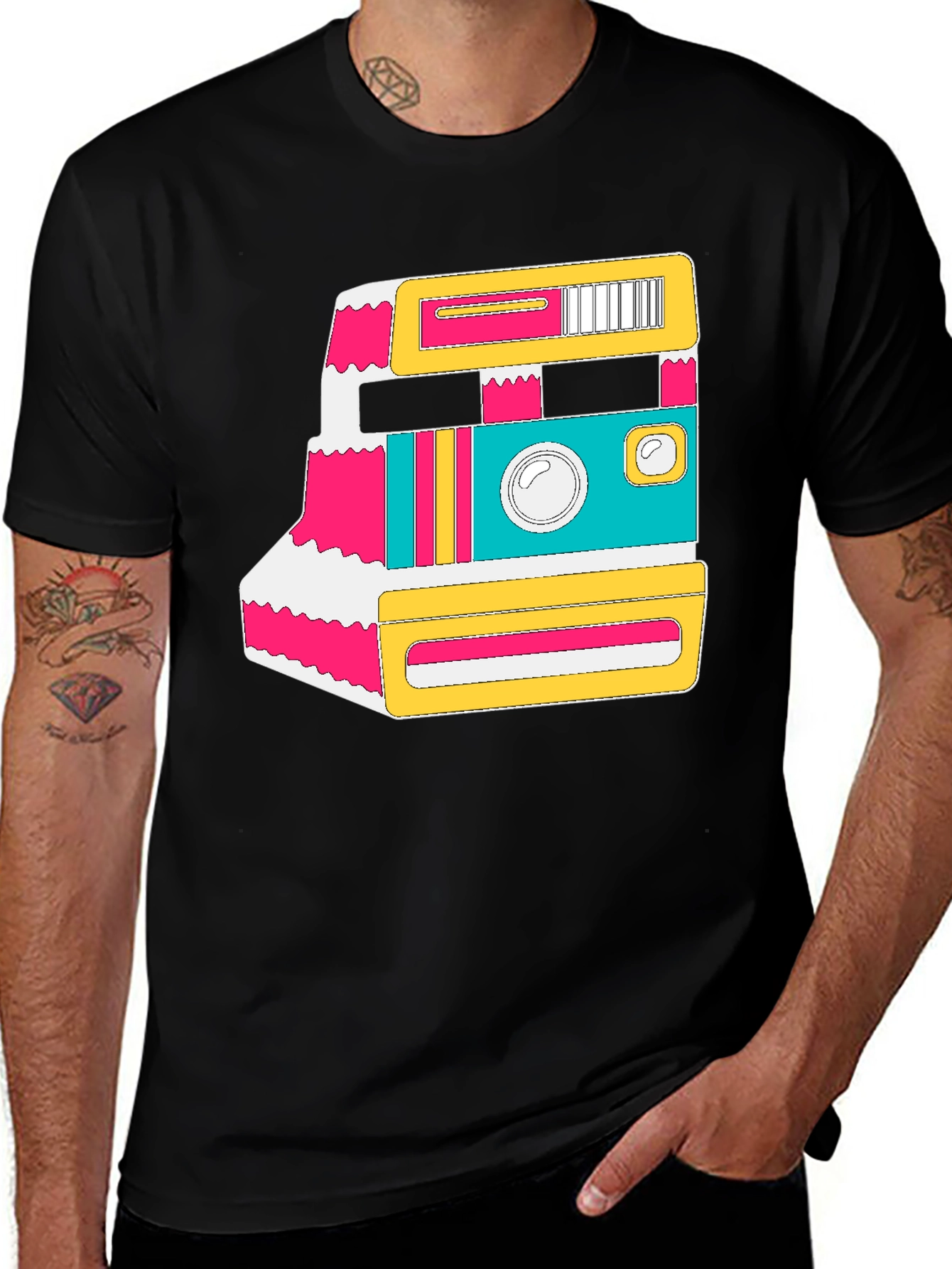 Variant 19 of Retro Camera Graphic Tee - Black T-Shirt