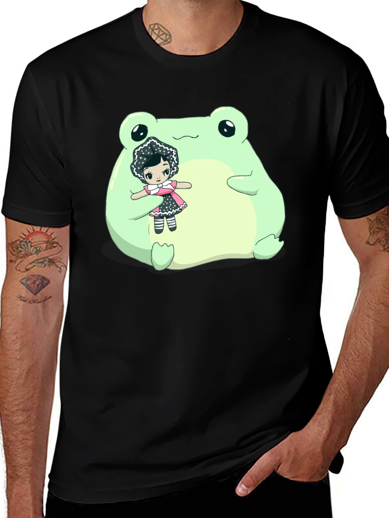 Frog & Doll Graphic T-Shirt - Black Cotton Tee