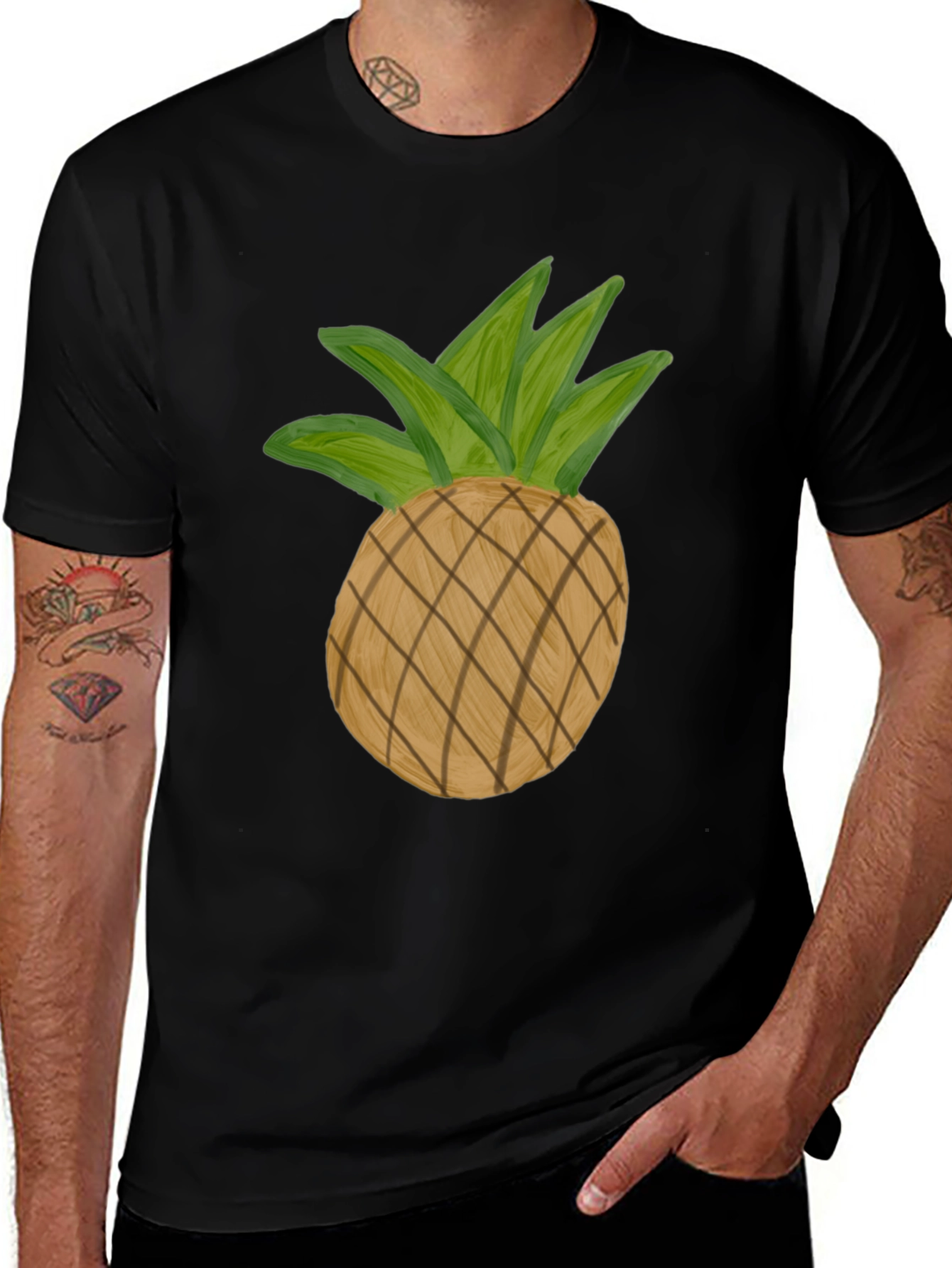 Variant 10 of Pineapple Graphic Tee - Casual Black T-Shirt
