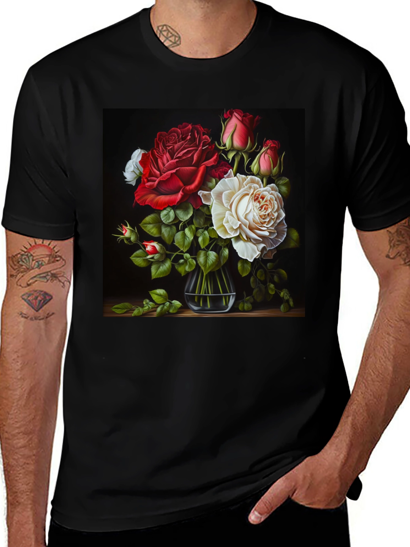 Variant 9 of Floral Roses Graphic Tee - Stylish & Unique Design