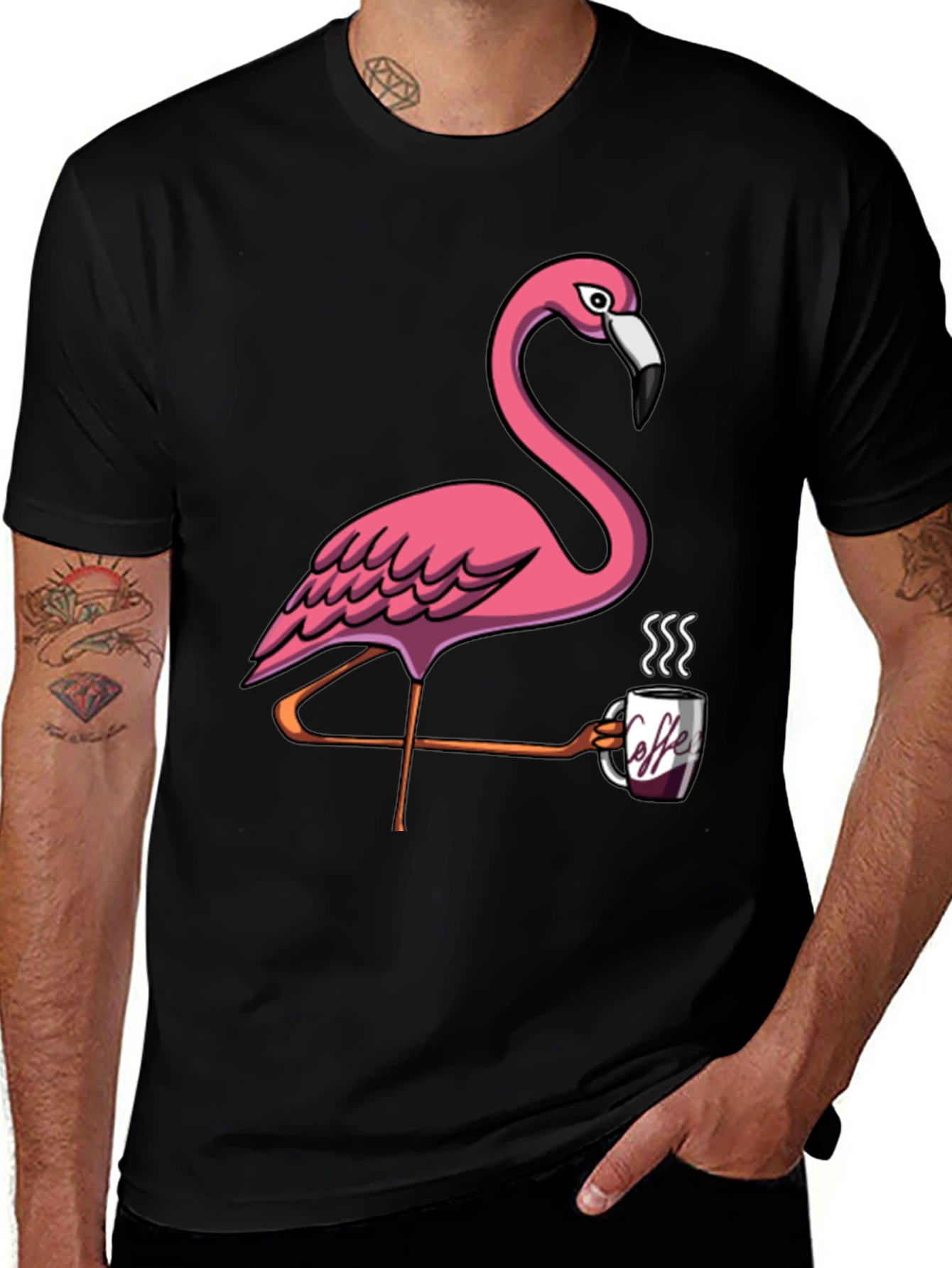 Variant 27 of Flamingo Coffee T-Shirt: Quirky Graphic Tee