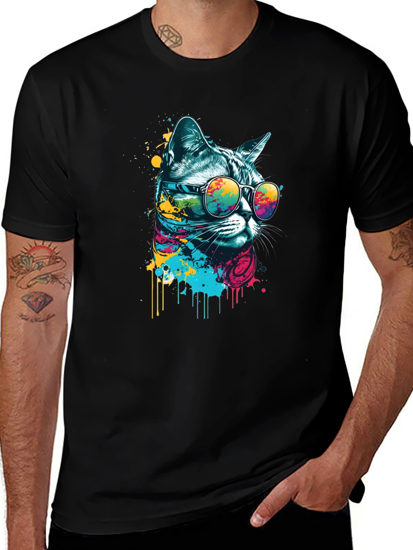 Variant 5 of Cool Cat T-Shirt - Graphic Print Tee