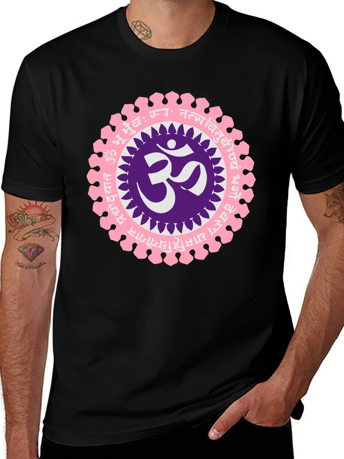Variant 15 of Om Mandala Graphic Black T-Shirt
