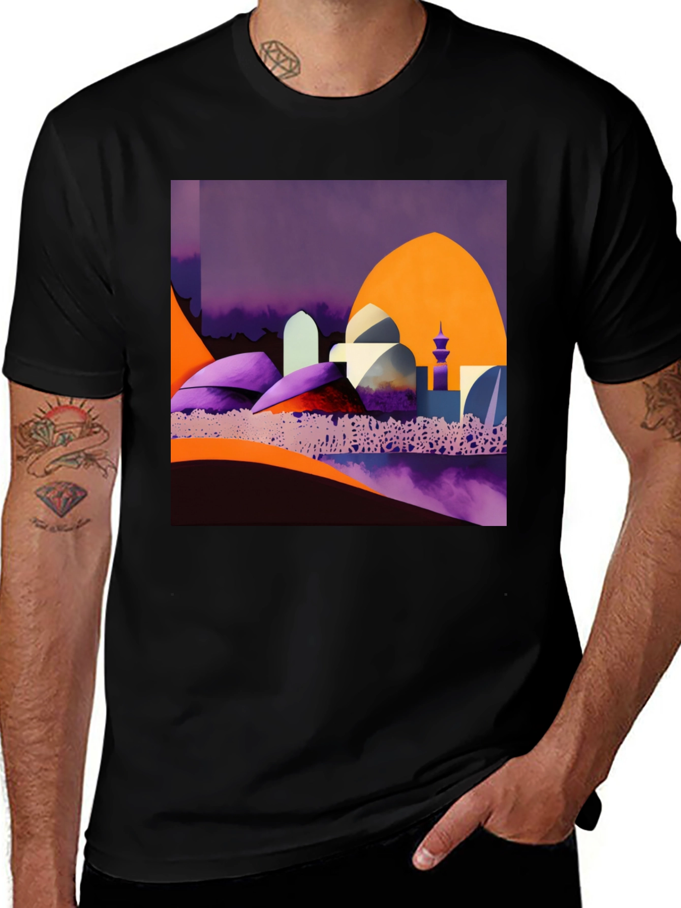 Variant 7 of Abstract Mosque Art Black T-Shirt