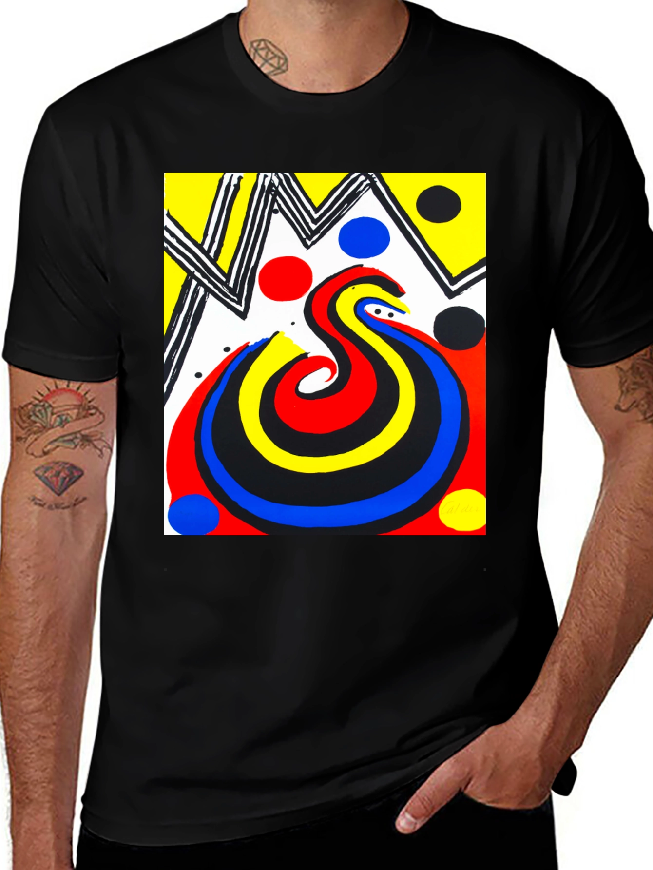 Variant 14 of Abstract Art Graphic Print Tee - Black