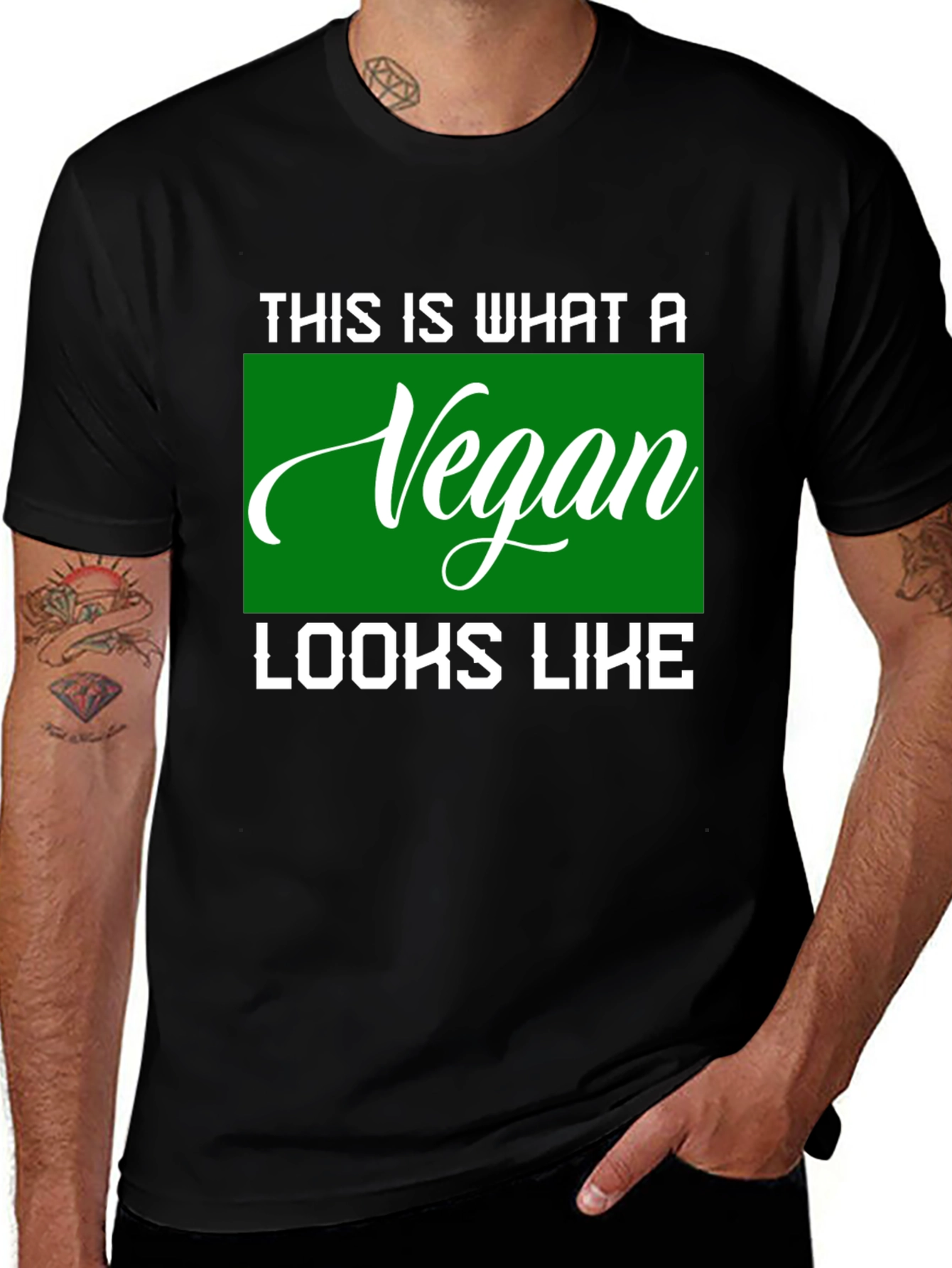 Variant 25 of Vegan Graphic Tee - This Is What A Vegan Looks Like T-Shirt
