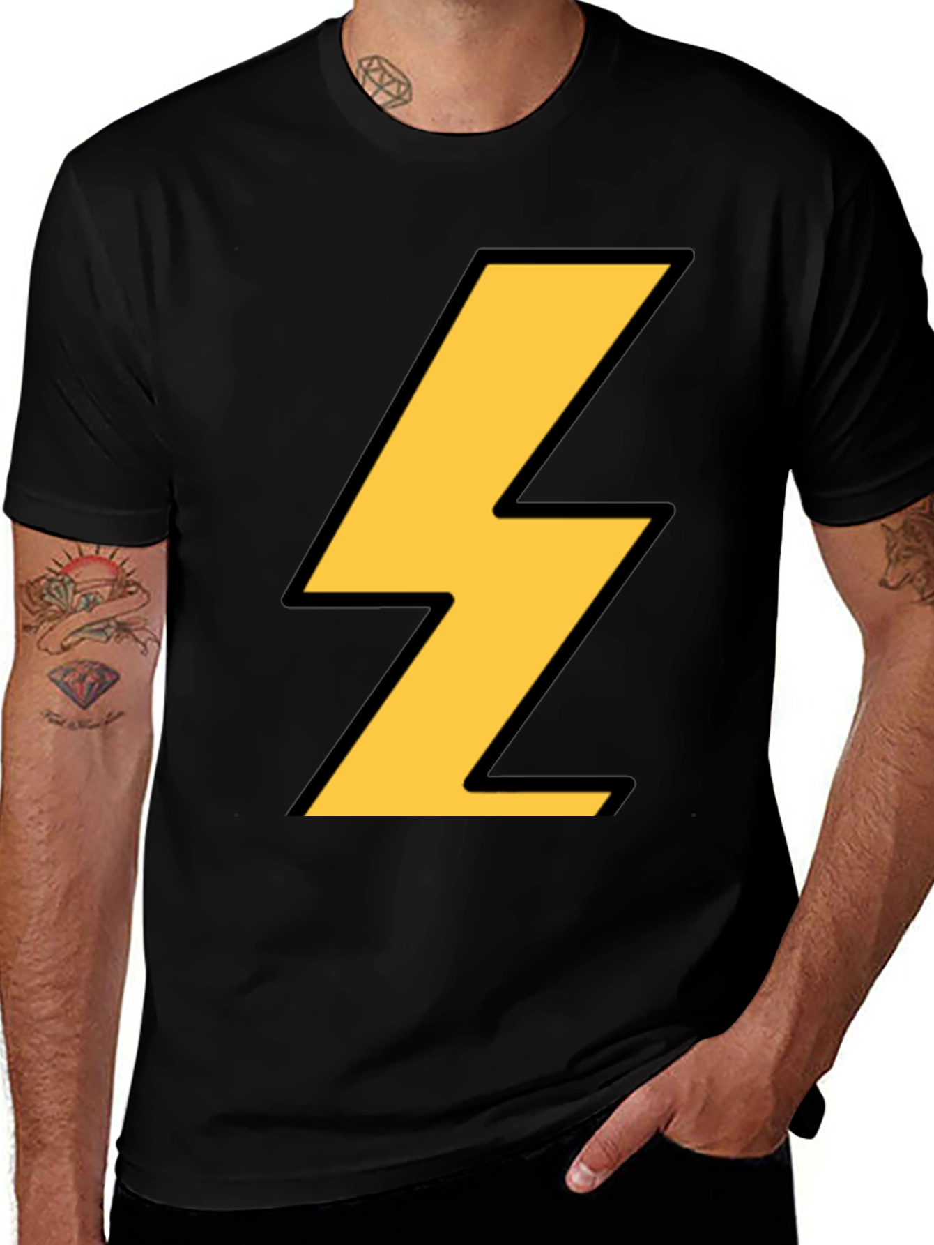 Variant 26 of Black T-Shirt with Lightning Bolt Design
