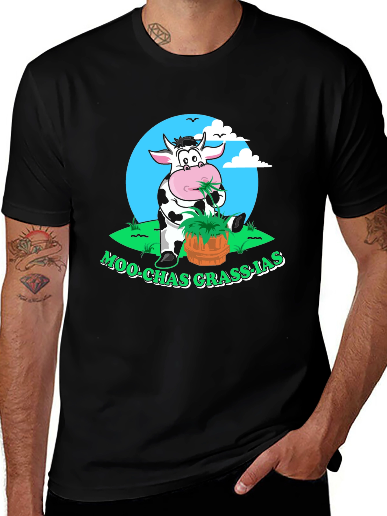 Variant 19 of Moo-chas Grass-ias Funny Cow Graphic Tee