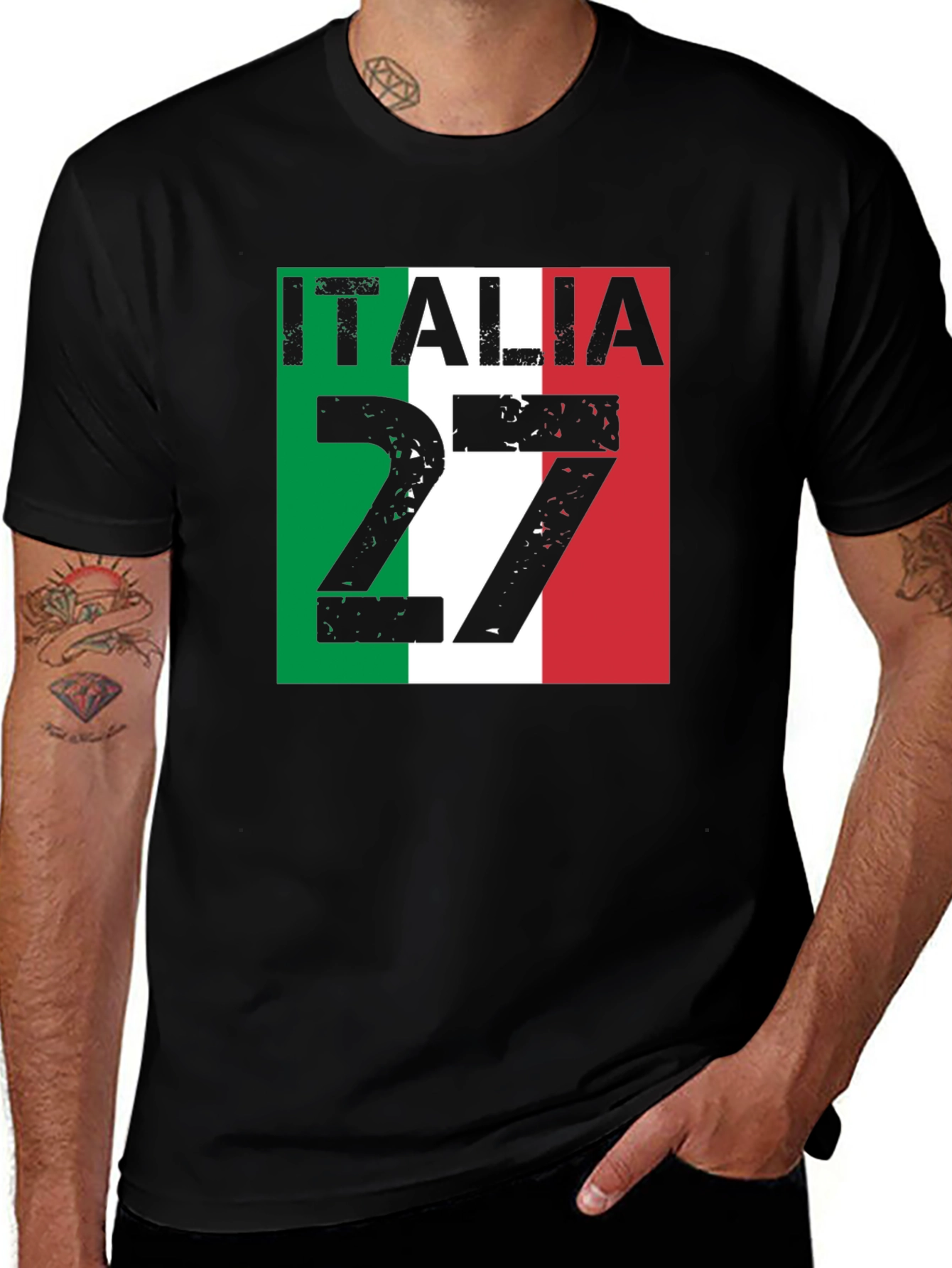 Italia 27 Black T-Shirt Italian Pride
