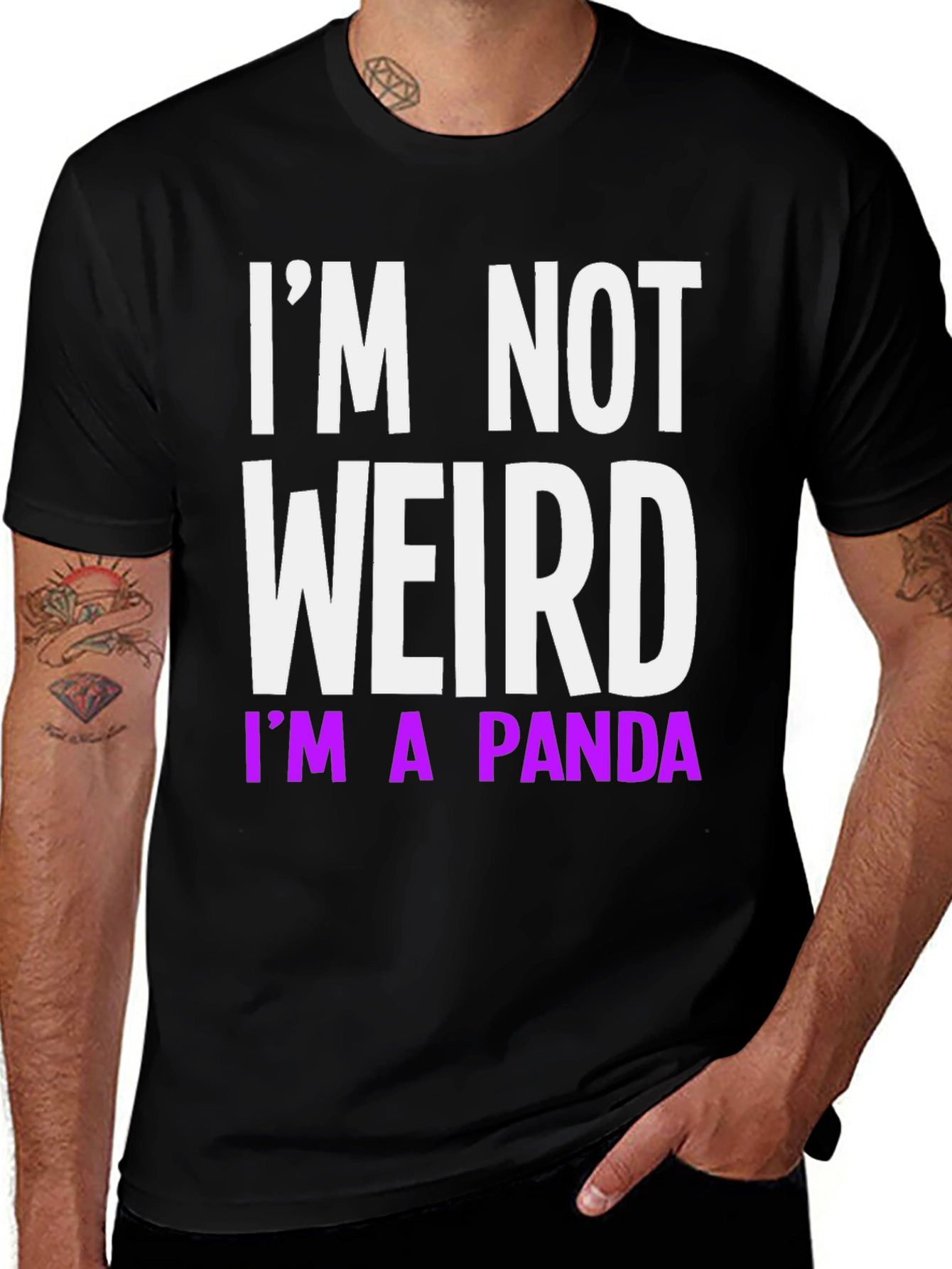 Variant 8 of Funny "I'm Not Weird, I'm A Panda" Black T-Shirt