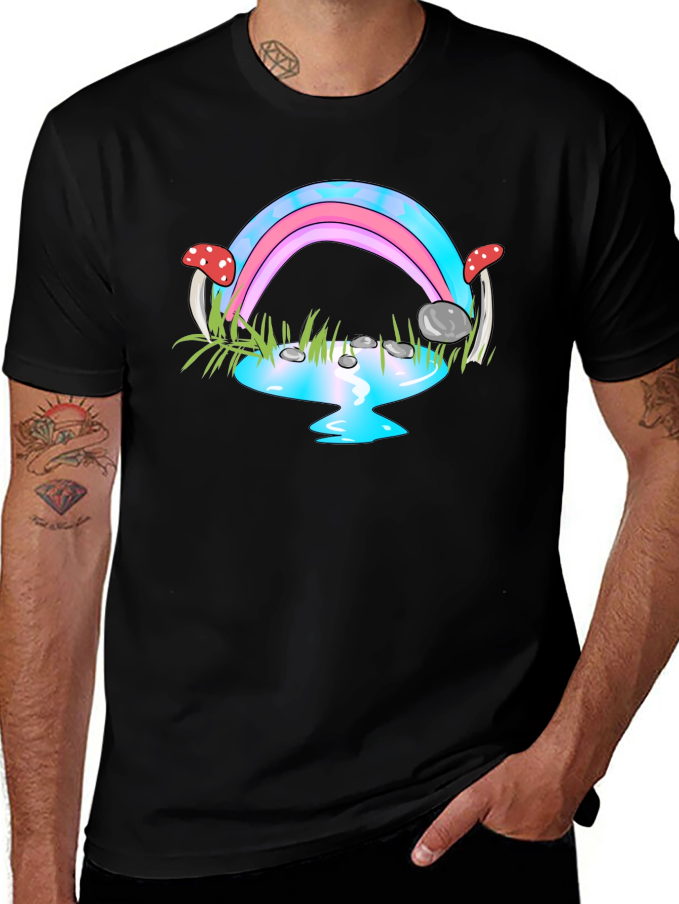 Variant 4 of Rainbow Mushroom Pond Graphic T-Shirt