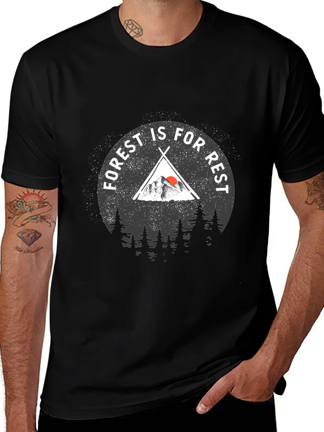Variant 7 of Forest Is For Rest Black Graphic T-Shirt