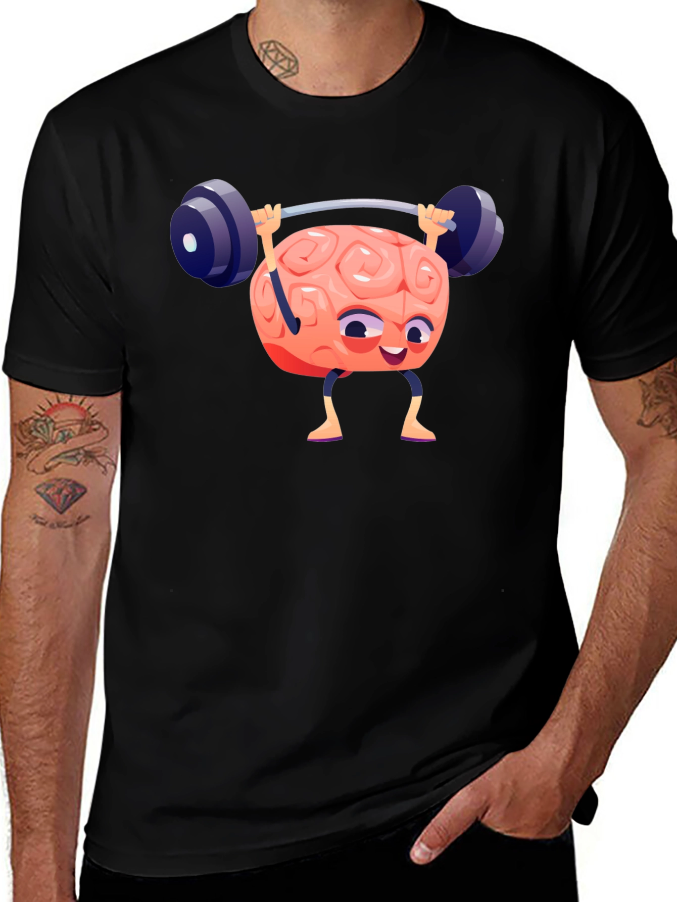 Variant 2 of Brain Lifting Weights Graphic T-Shirt