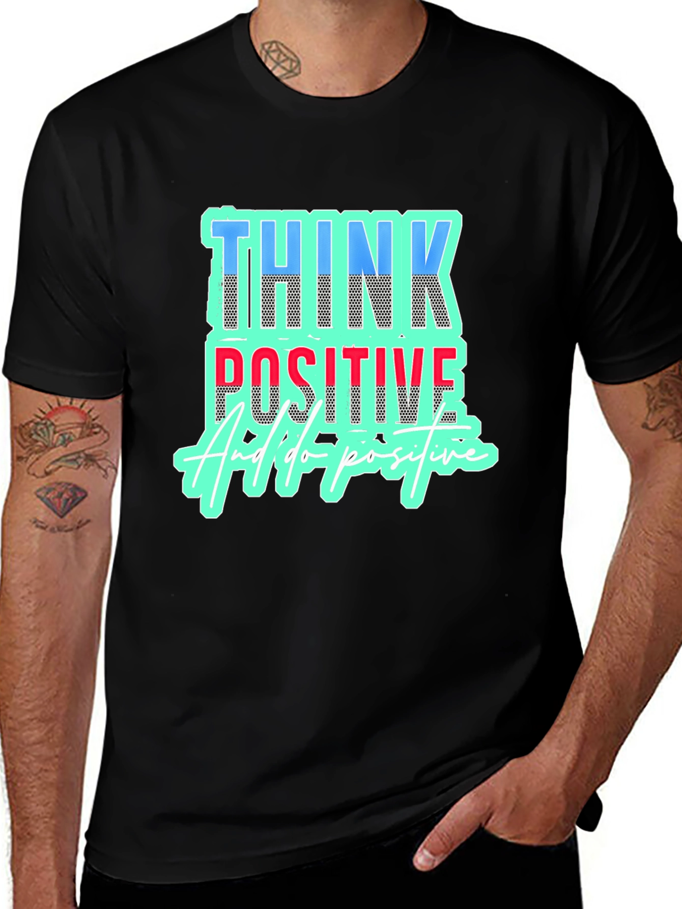 Variant 20 of Think Positive Black Graphic Tee