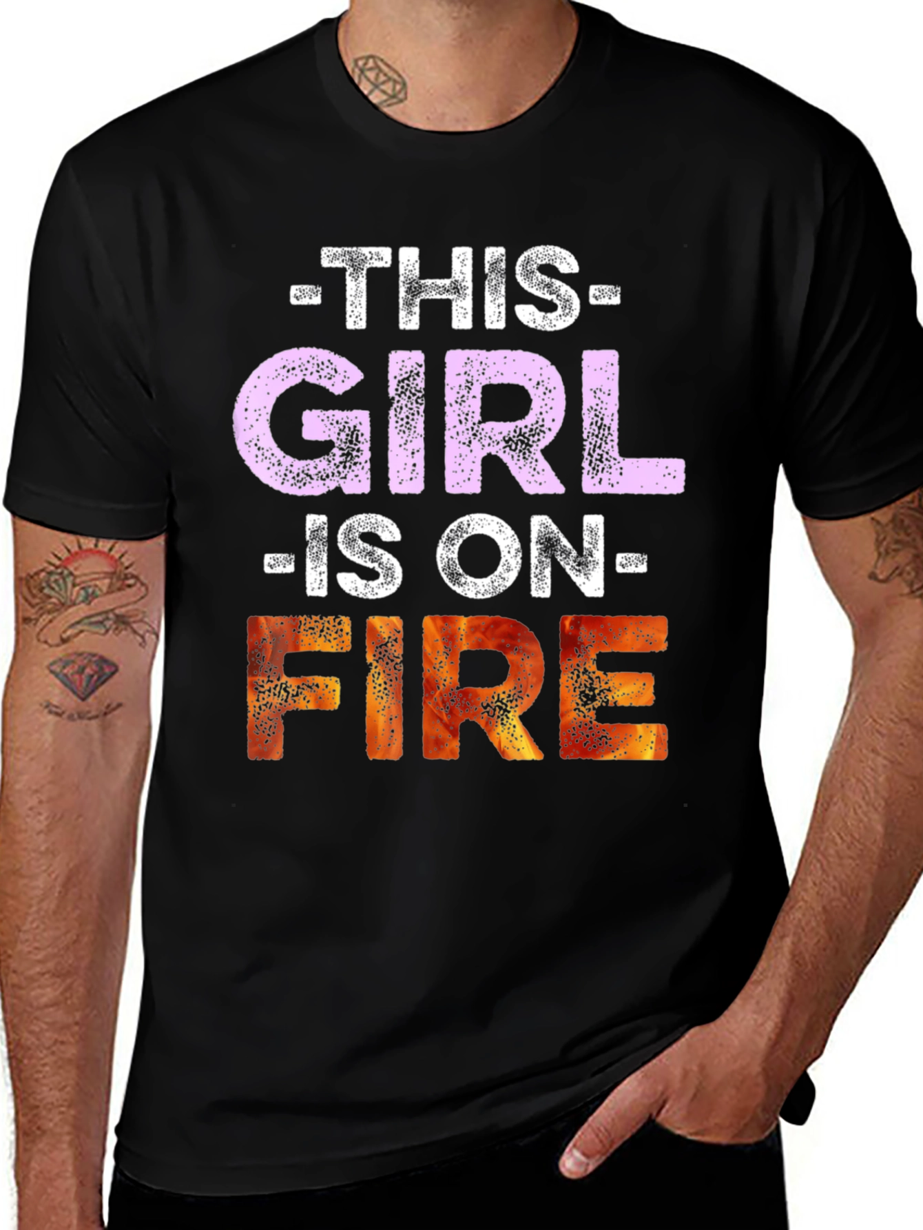 Variant 10 of This Girl Is On Fire Graphic Tee - Trendy Black T-Shirt