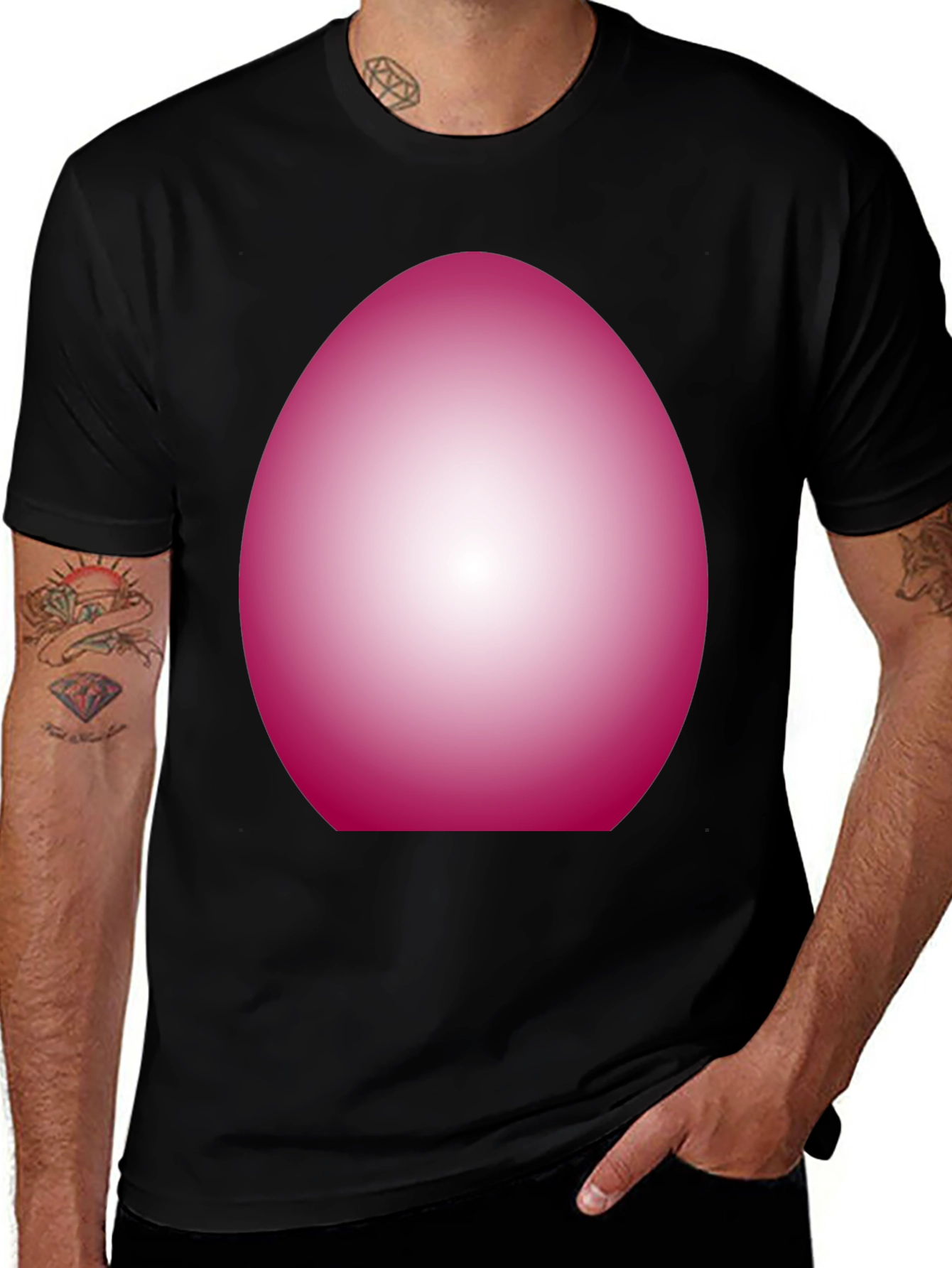Variant 21 of Pink Egg Graphic Black T-Shirt - Unique Design