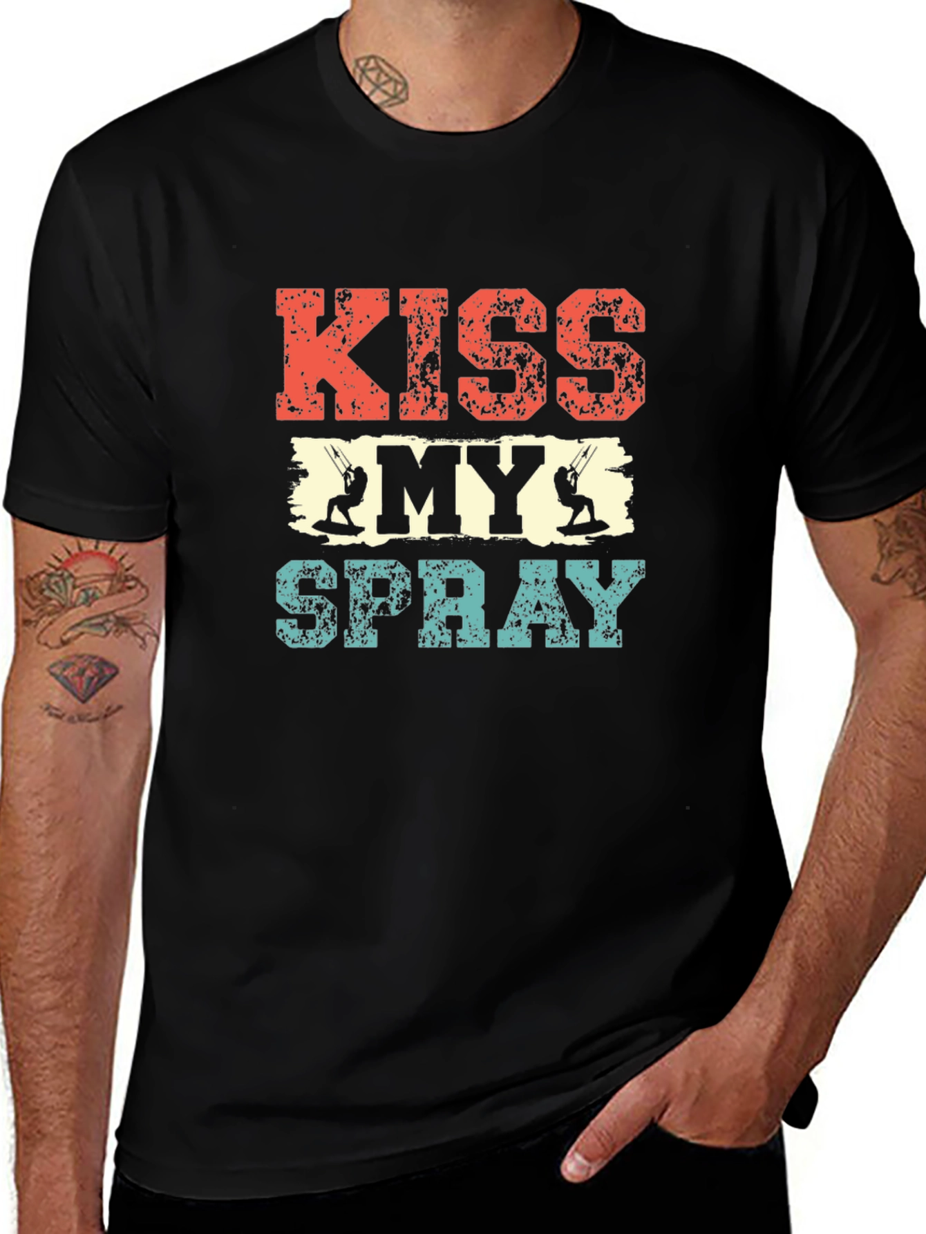 Variant 23 of Kiss My Spray Kitesurfing T-Shirt - Retro Design