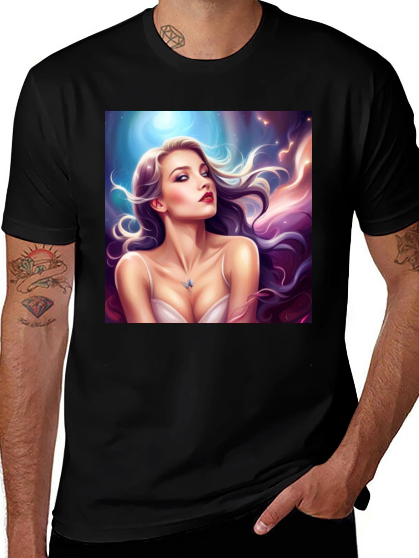 Artistic Woman Graphic Black T-Shirt