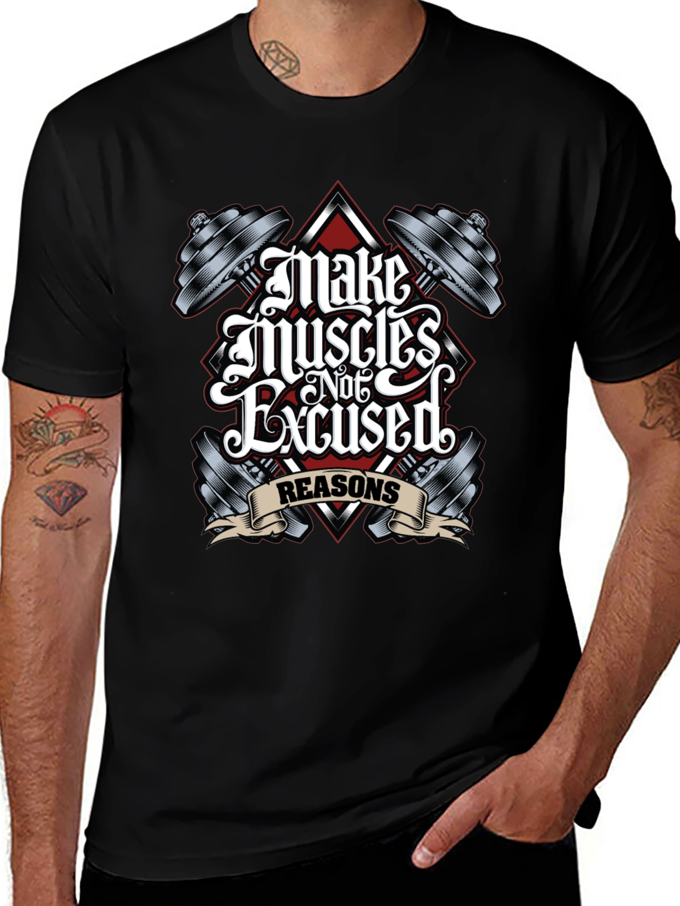 Make Muscles Not Excuses T-Shirt Gym Workout
