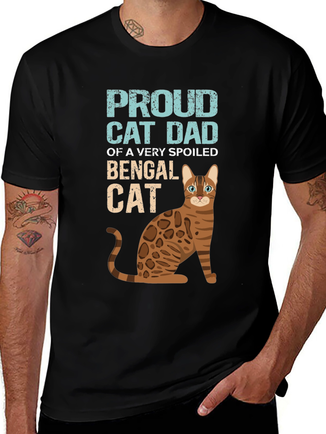 Variant 12 of Proud Cat Dad Bengal Cat Graphic T-Shirt