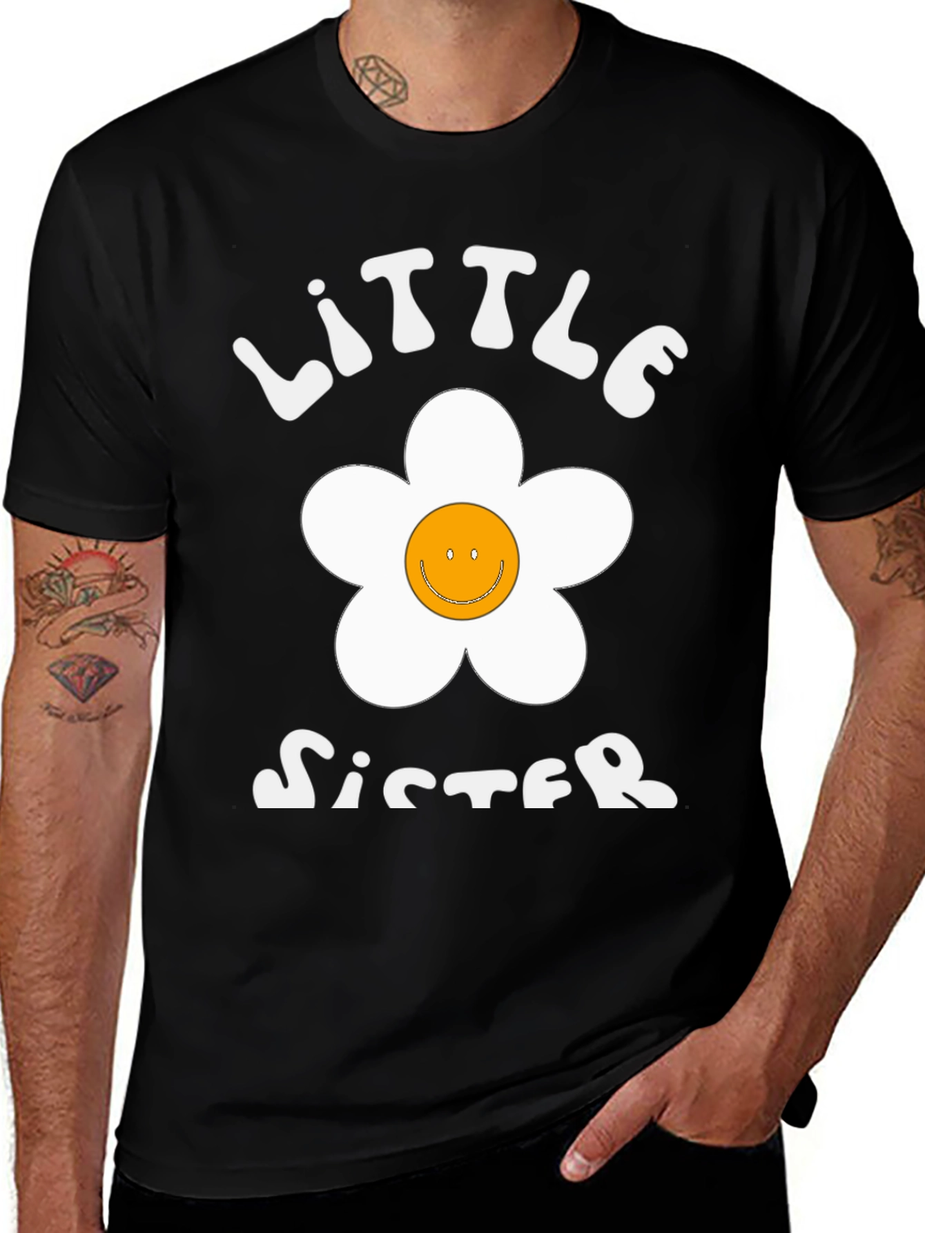 Variant 10 of Little Sister Smiley Face Flower Graphic Tee